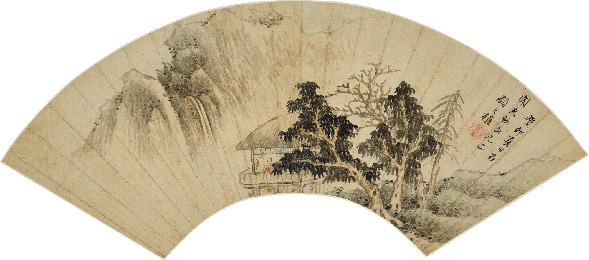 Gu Tianji — Scholar admiring waterfall 松下觀瀑