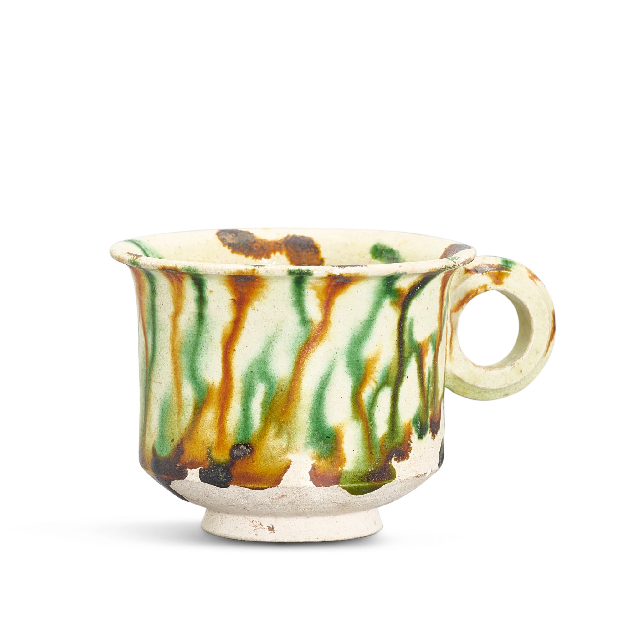 A sancai handled cup, — A sancai handled cup, Tang dynasty 唐 三彩單把盃
