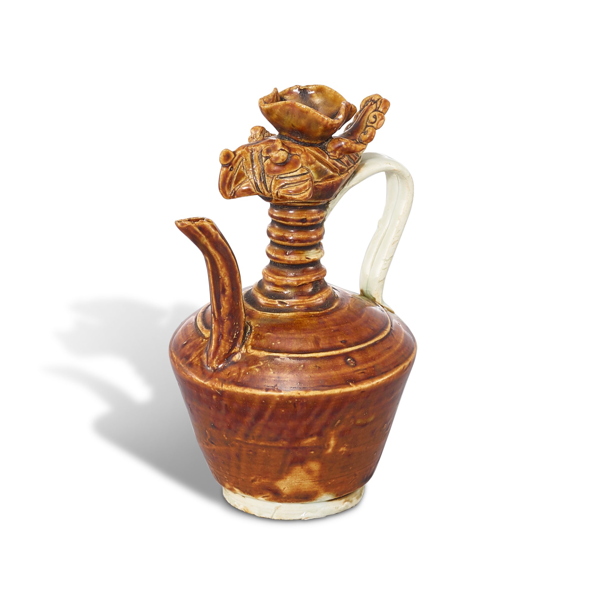 Unknown — A small persimmon-glazed phoenix-head ewer, Northern Song dynasty 北宋 醬釉鳳首小壺