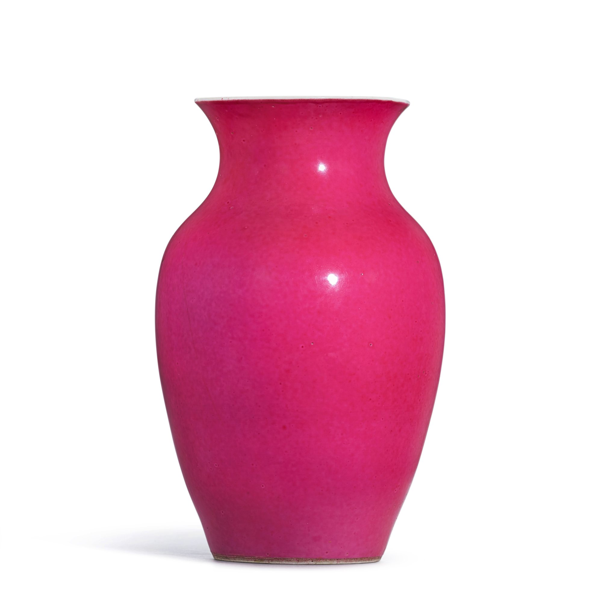 A ruby-red enamelled ovoid vase, — A ruby-red enamelled ovoid vase, Qing dynasty, Yongzheng period 清雍正 胭脂紅釉瓶