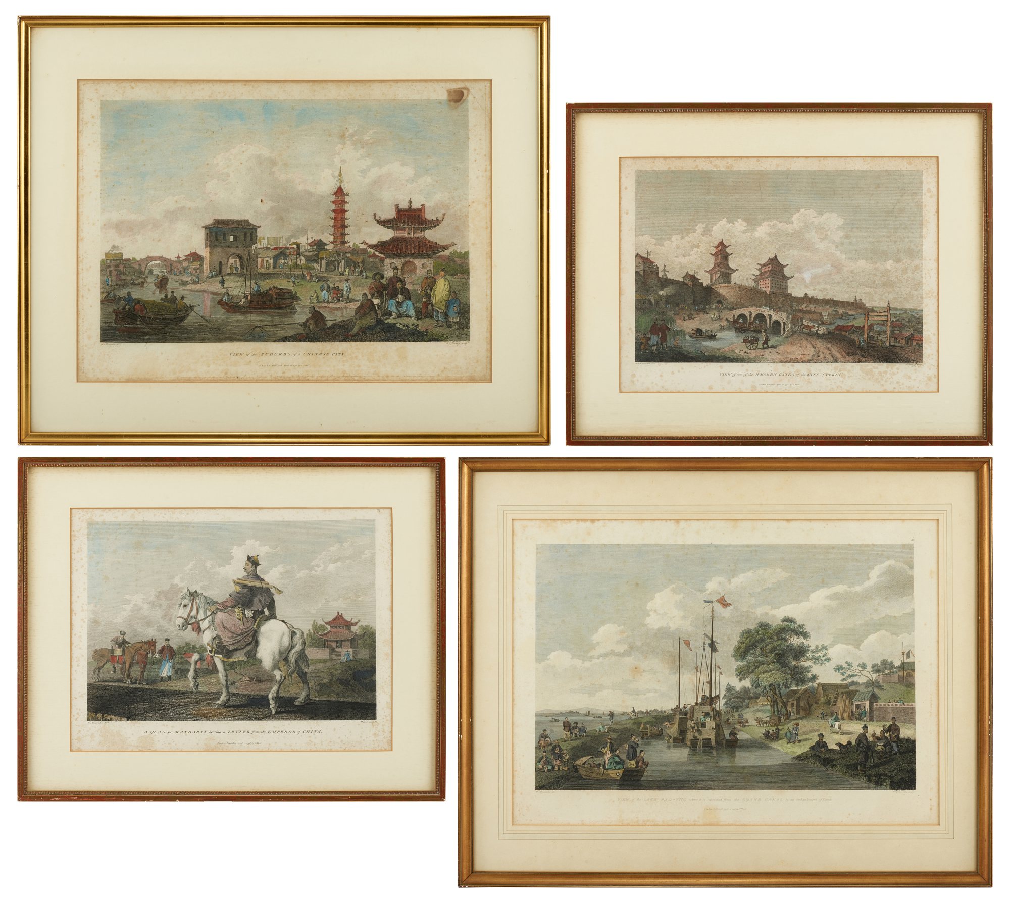 Unknown — A set of four coloured Chinese prints after drawings by William Alexander, published by G. Nicol, London, 1796 1796年出版 威廉．亞歷山大 清代城鄉官民風貌版畫一組四幅