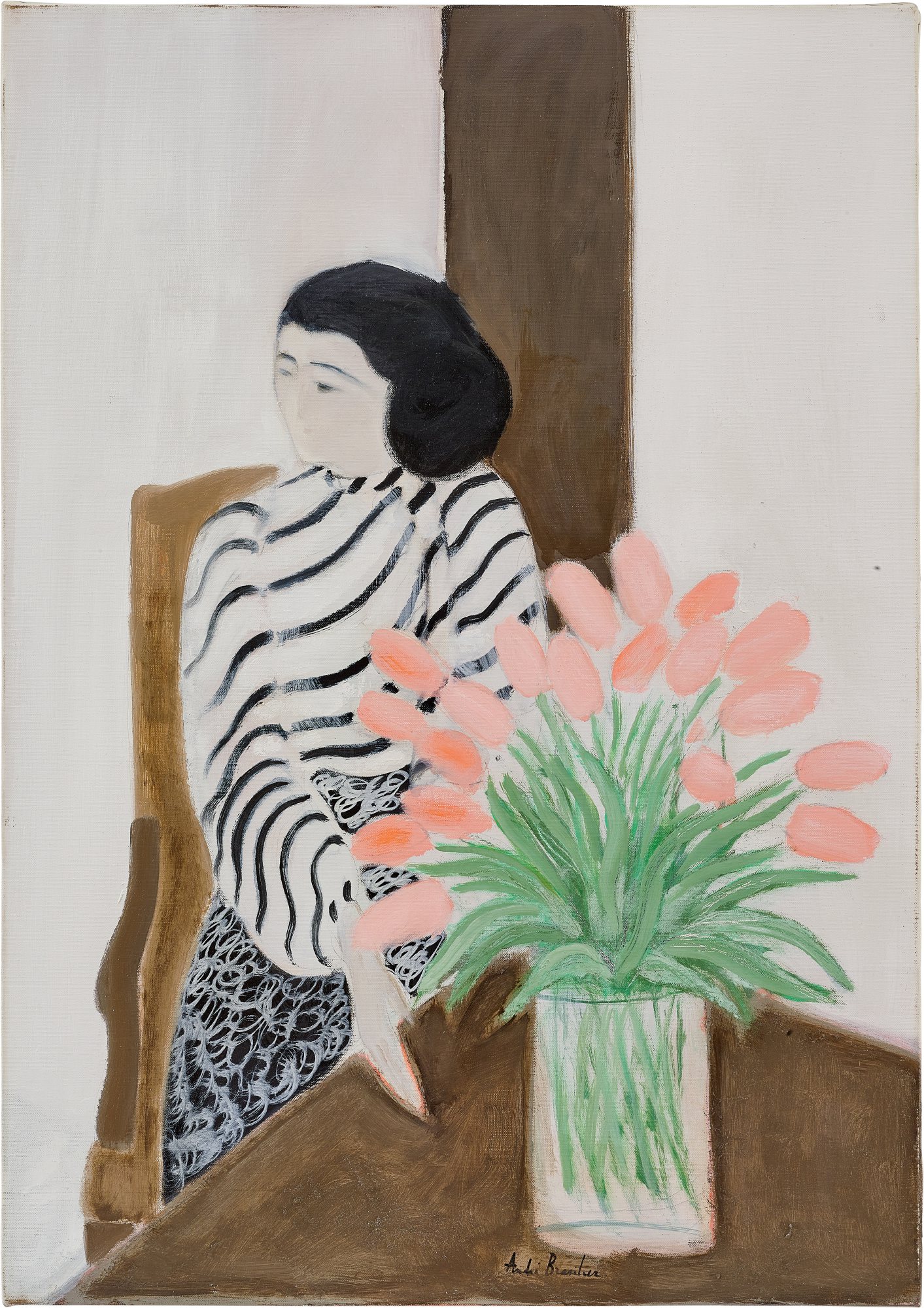 André Brasilier — La Blouse Rayee 穿條紋襯衫的少女