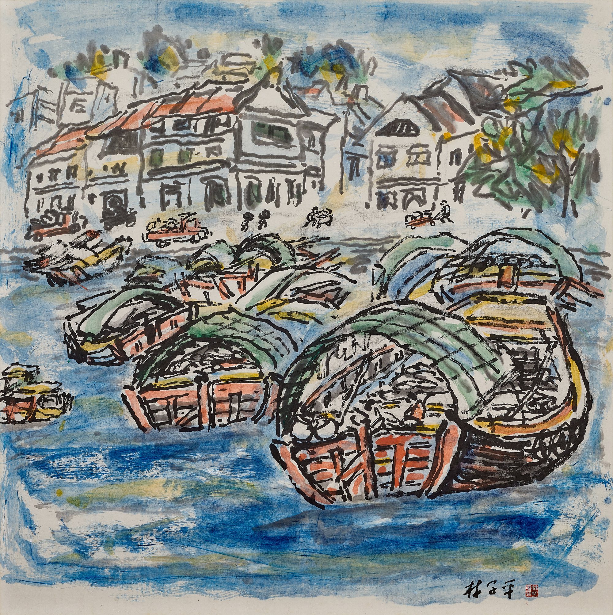 Lim Tze Peng — Singapore River Scene  新加坡河景