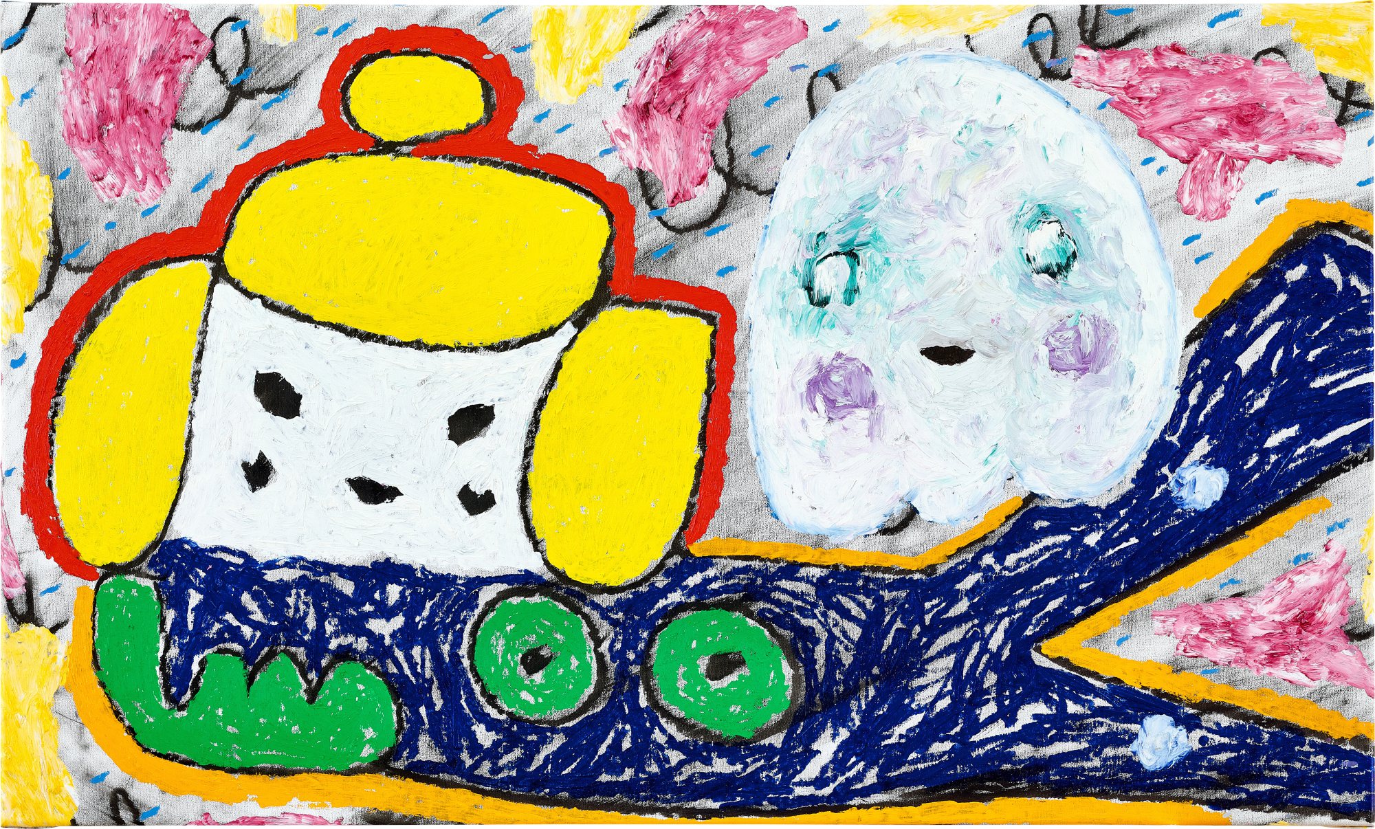 睡衣女孩和鬼魂在酥餅天空躺著