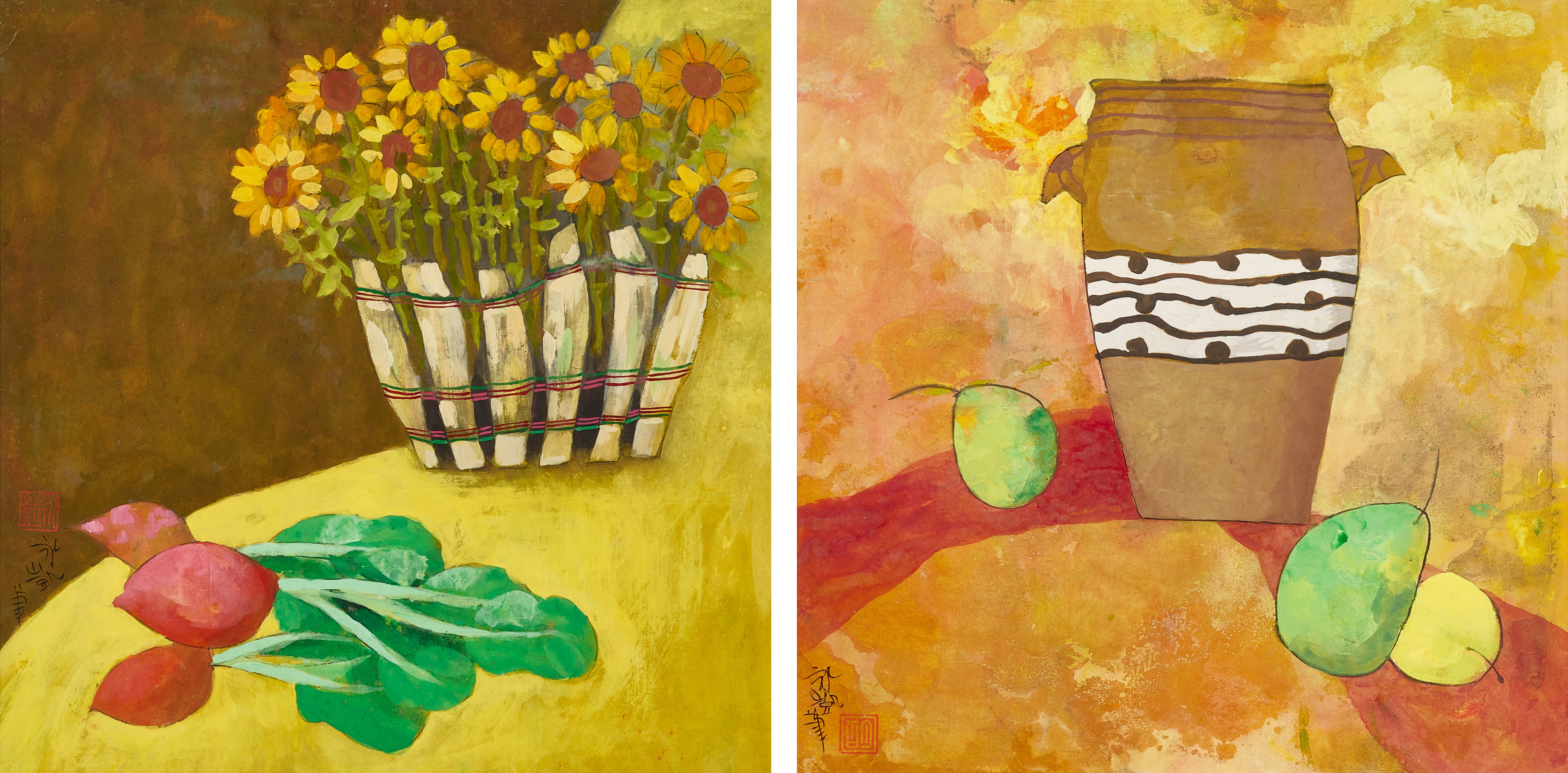 Hu Yongkai — Hu Yongkai, Pears; Chrysanthemum