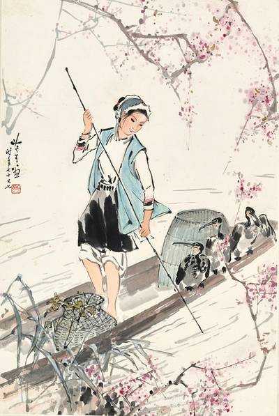 Song Yinke, Fishing Along the Blossom Stream