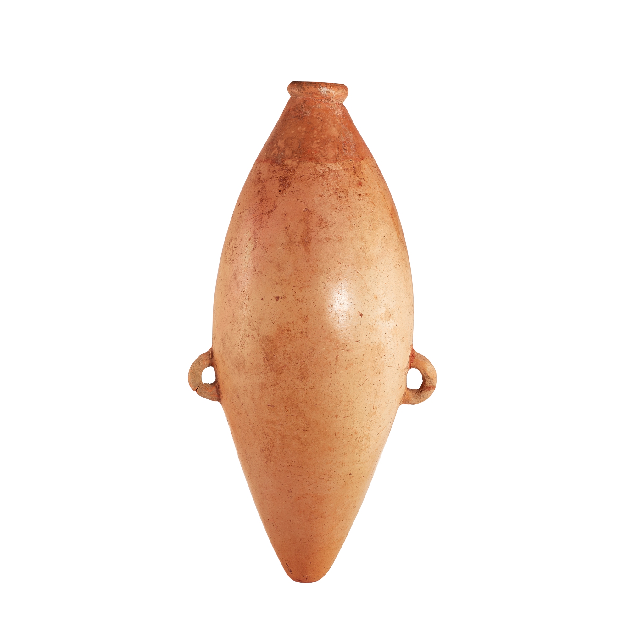Unknown — A large red pottery taper-end water flask, Yangshao culture, Banpo phase, c. 4800-4300 B.C. 仰韶文化 半坡類型 紅陶尖底瓶