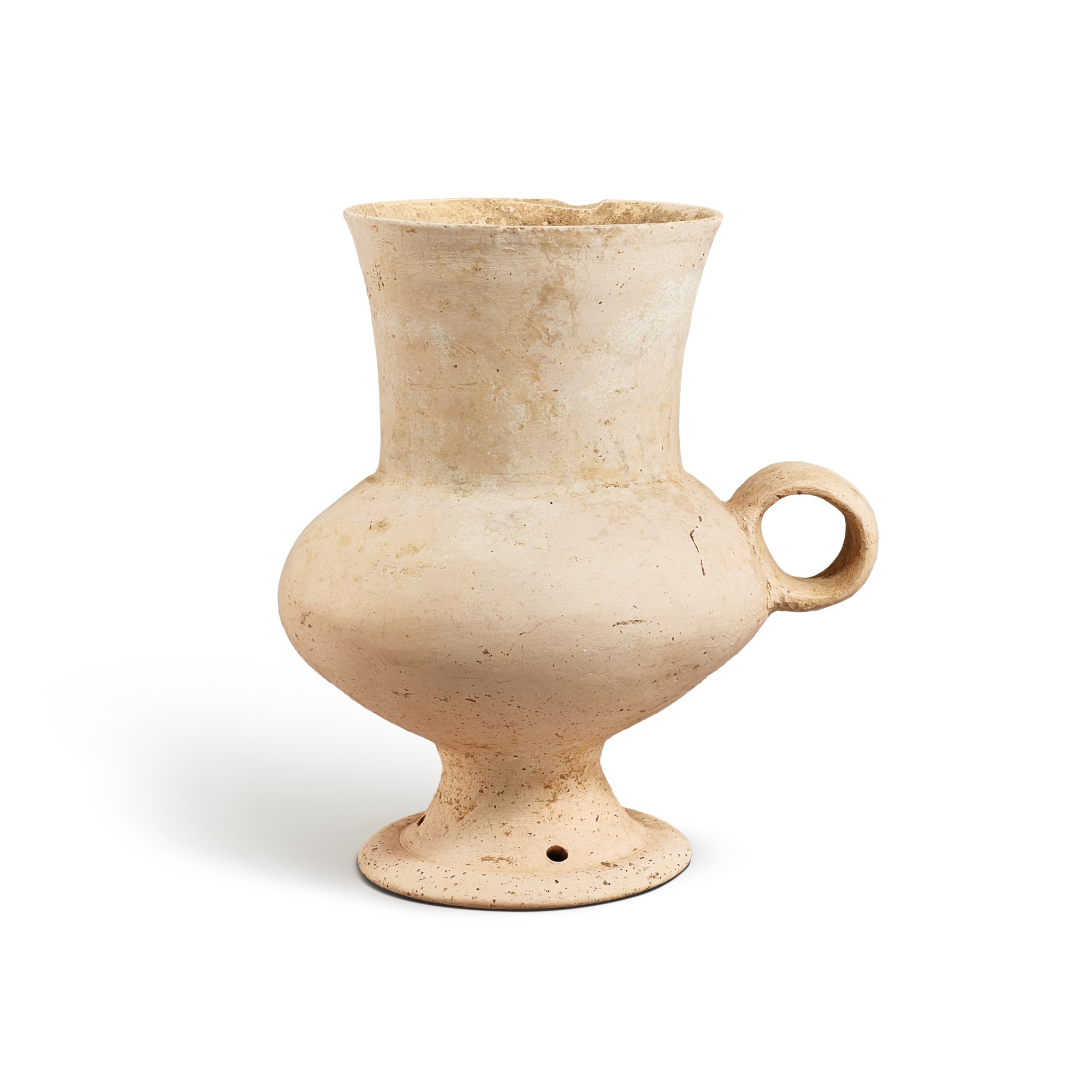 A white pottery goblet, — A white pottery goblet, Dawenkou culture, 4300-2400 B.C. 大汶口文化 白陶高腳盃
