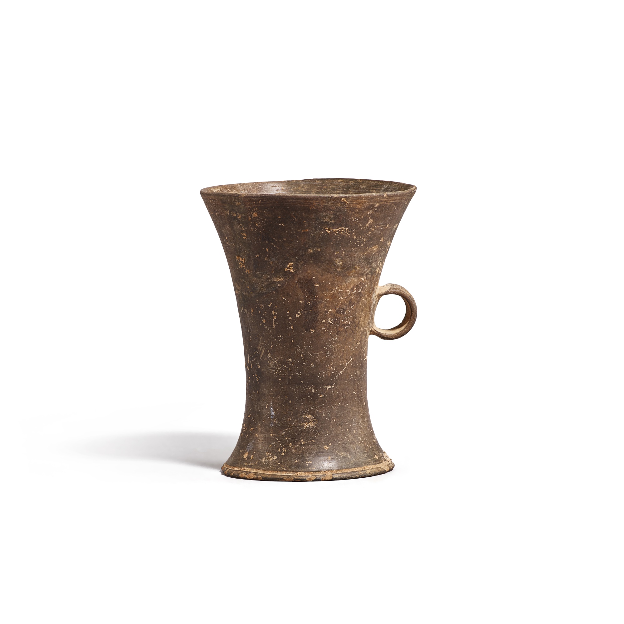 A tall grey pottery waisted cup, — A tall grey pottery waisted cup, Dawenkou culture, 4300-2400 B.C. 大汶口文化 灰陶盃
