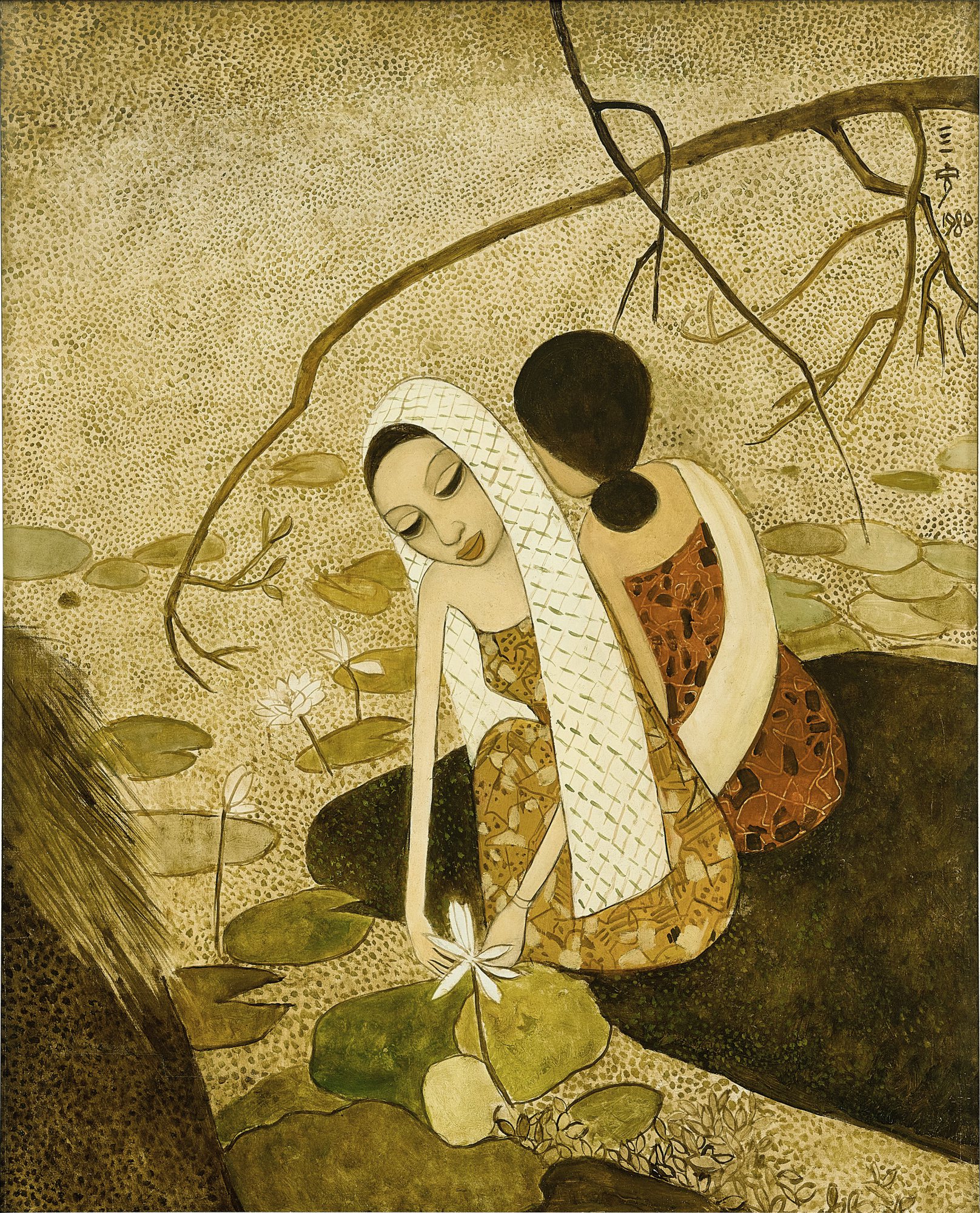 Cheong Soo Pieng — By the lotus pond 採蓮