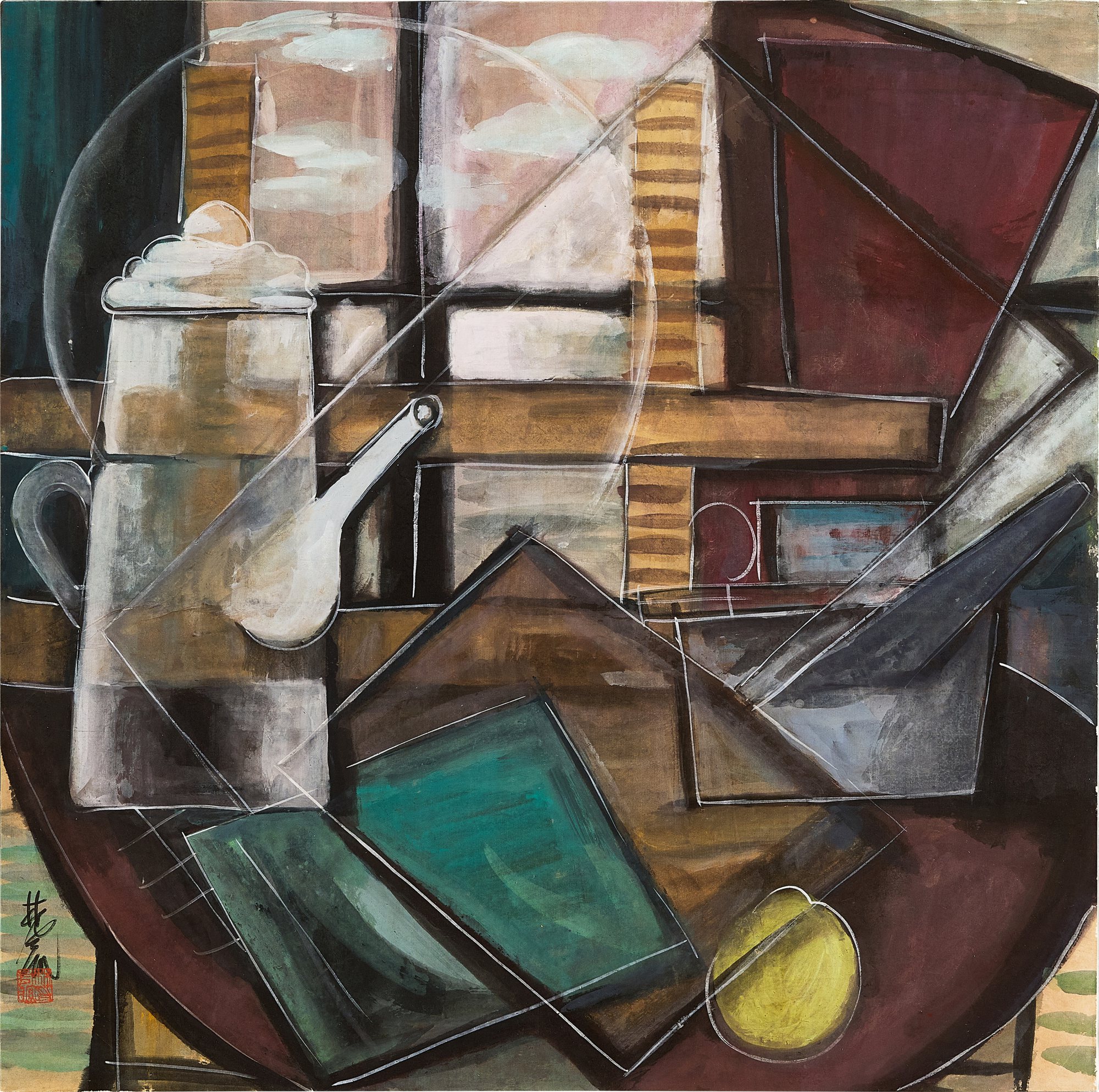 Lin Fengmian — White teapot and still life 白色茶壺與靜物