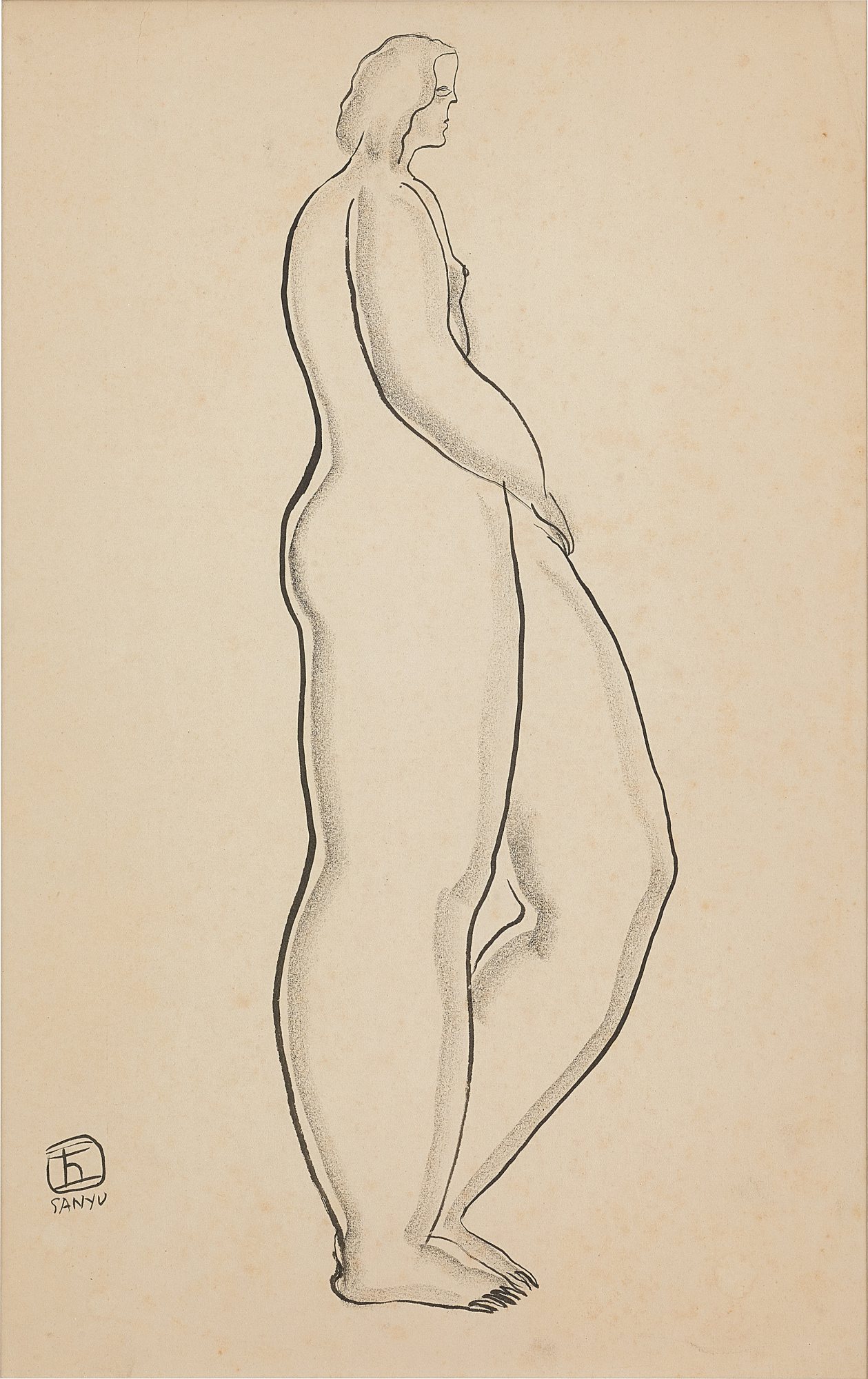 Sanyu — Femme nue debout de profil  側身站姿裸女
