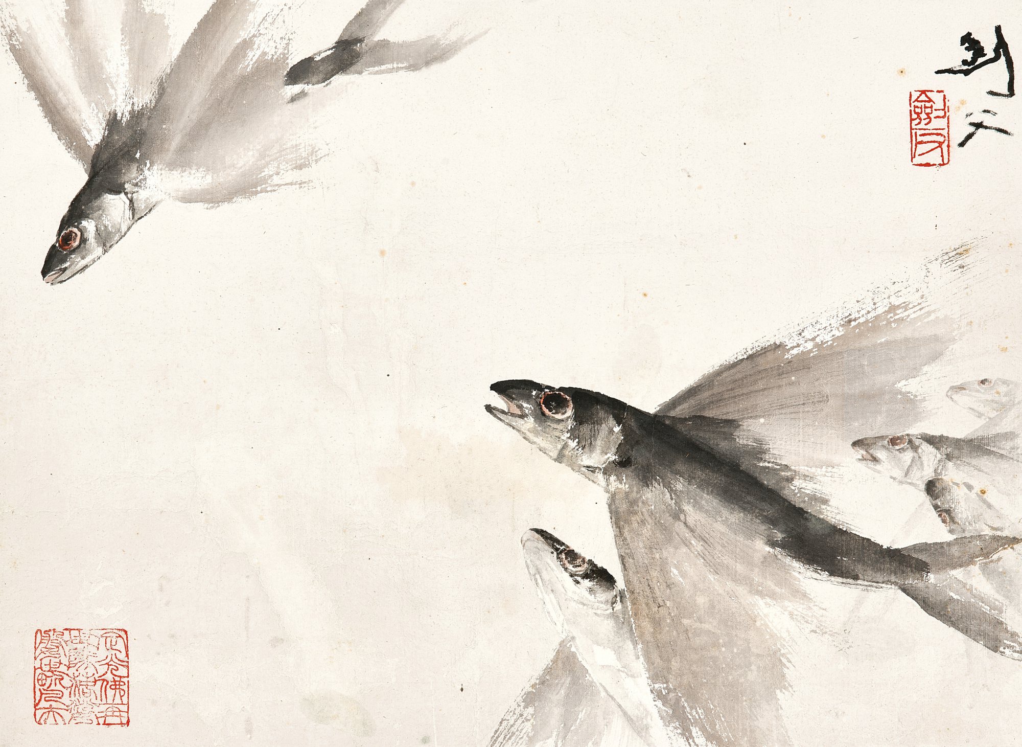 Gao Jianfu — 高劍父 飛魚 │Gao Jianfu, Flying Fish