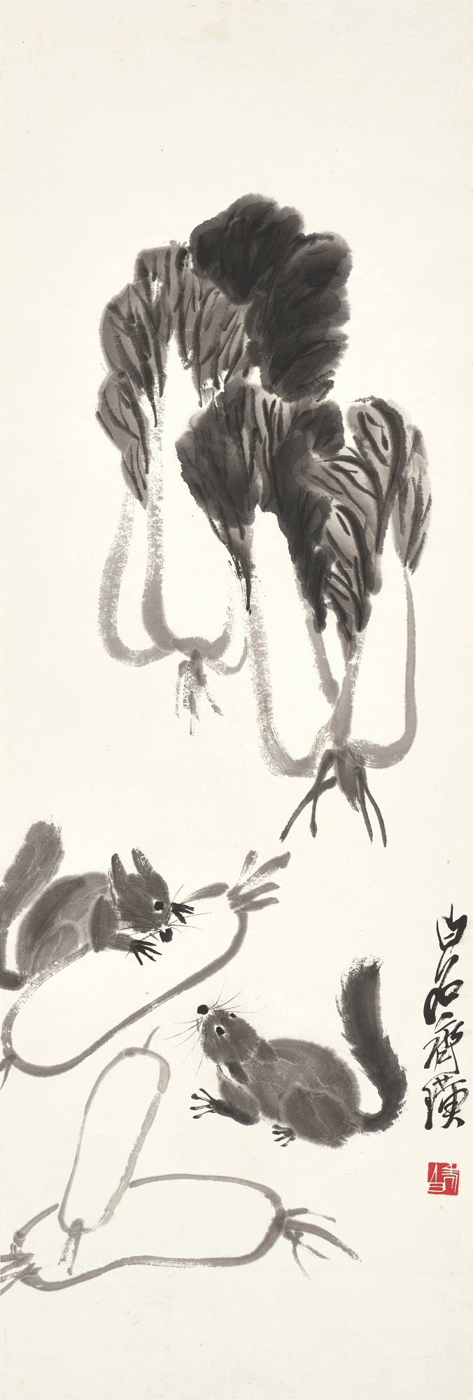 Qi Baishi — 齊白石 各有所愛 │  Qi Baishi, Squirrels and Vegetables