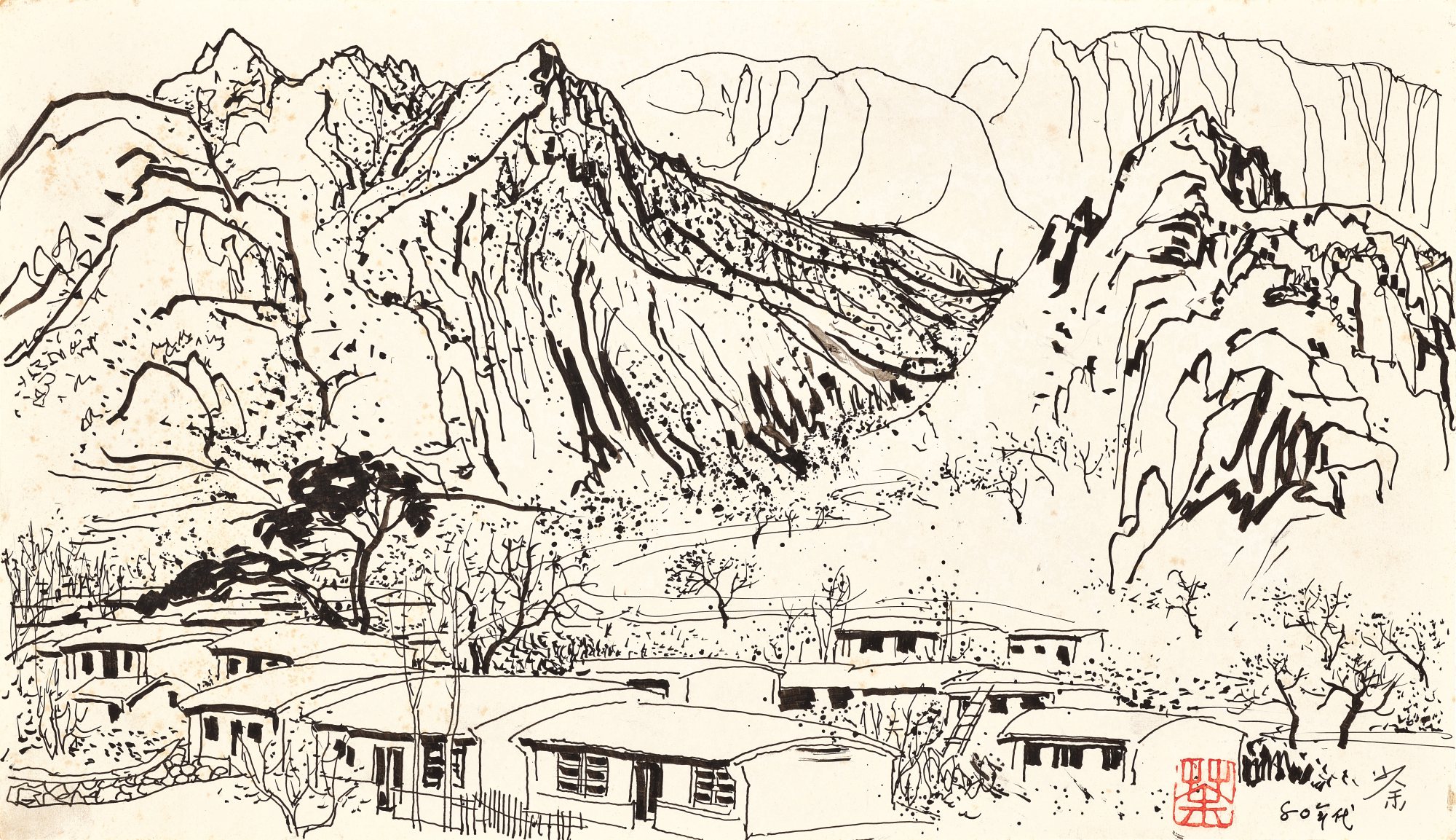 Wu Guanzhong — 吳冠中 京郊山村 │Wu Guanzhong, Beijing Village