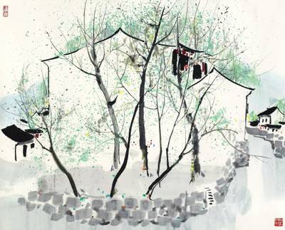  吳冠中 江南小鎮 │ Wu Guanzhong, River Town in Jiangnan