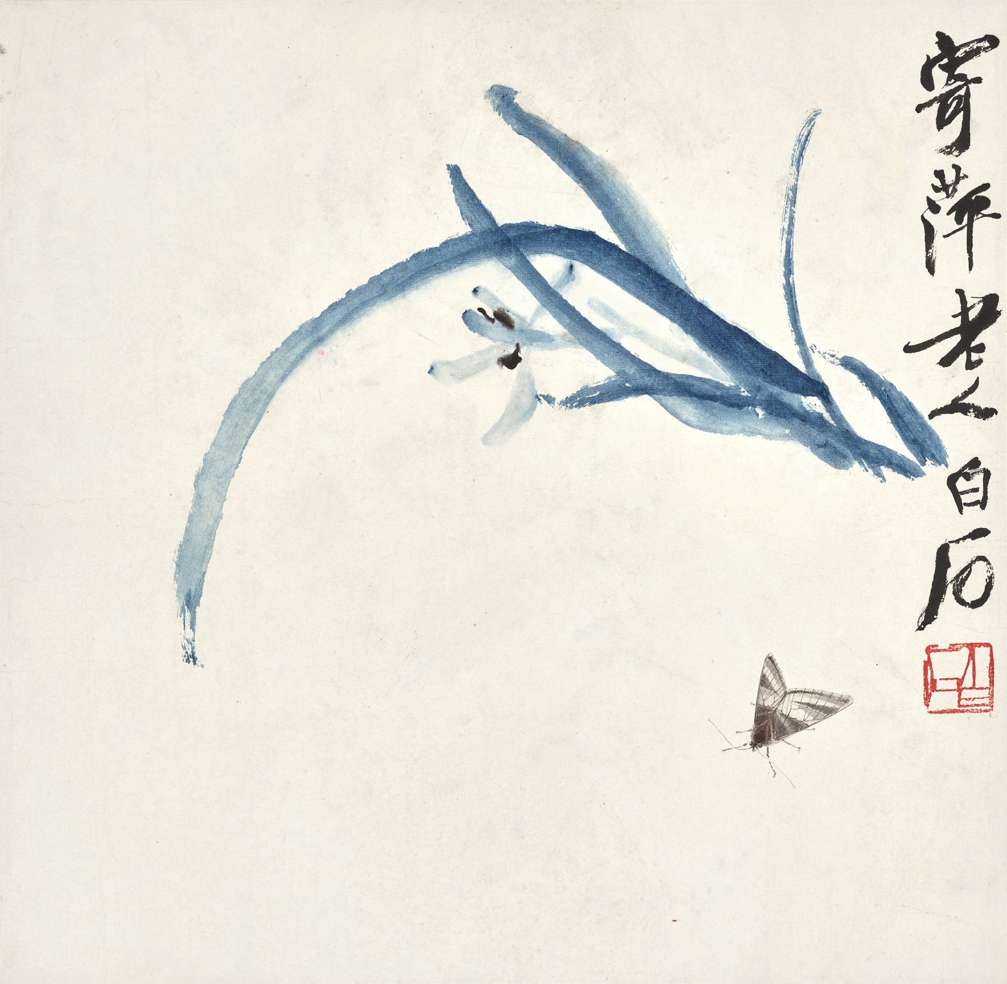 Qi Baishi — Qi Baishi, Orchid and Moth
