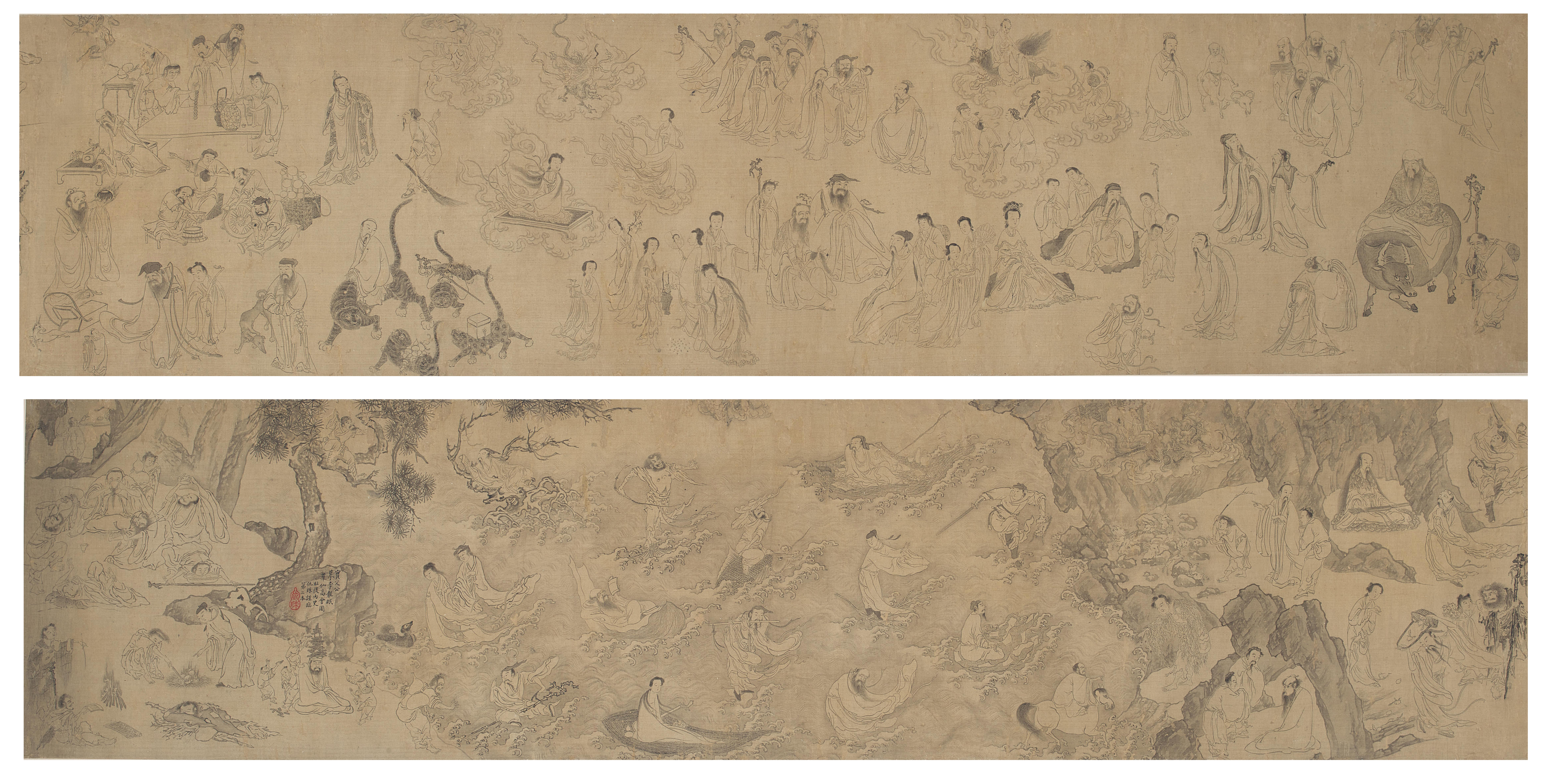 Immortals after Qiu Ying imitating Li Gonglin 臨仇英摹李龍眠白描群仙高會圖