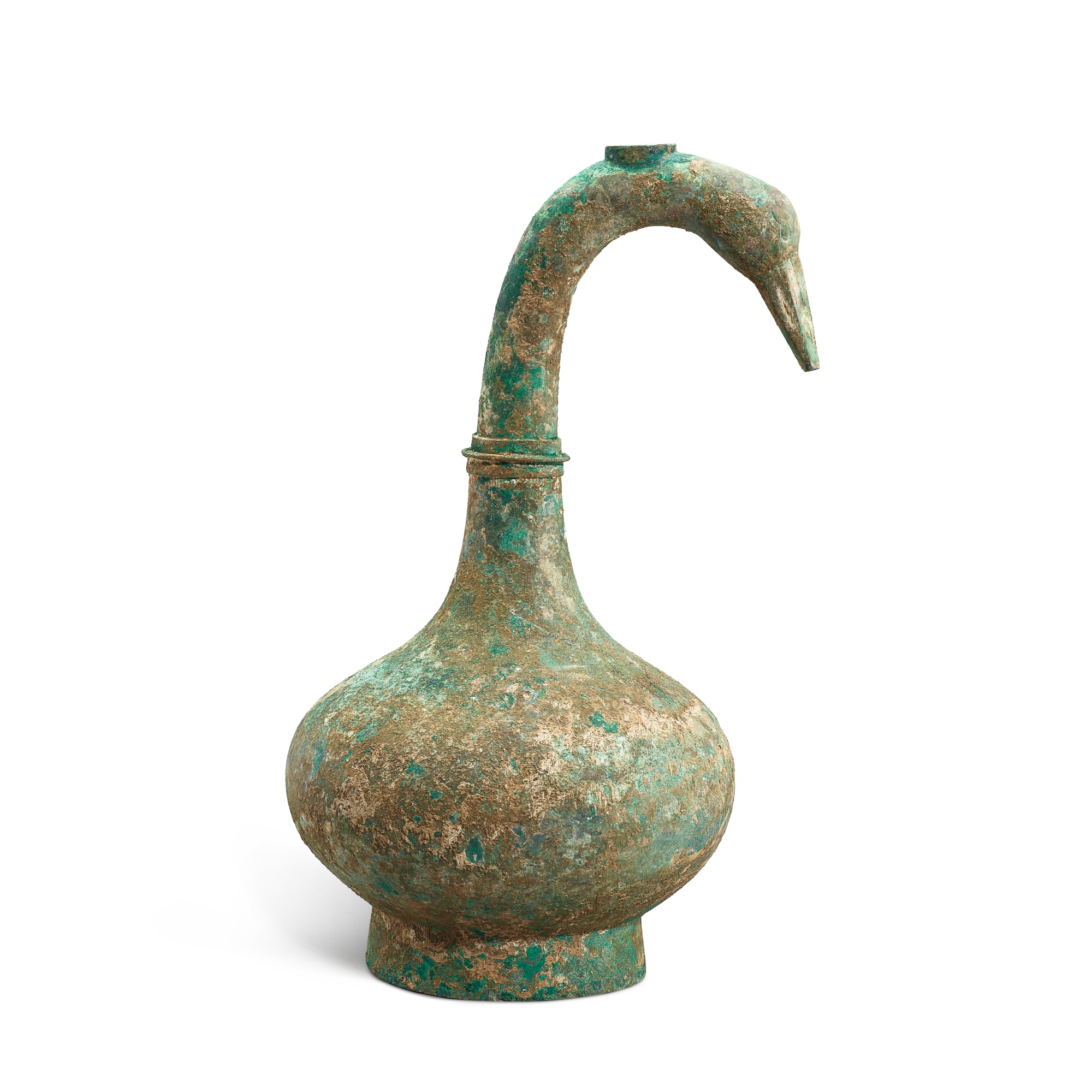 A rare bronze 'goose' wine vessel, hu, — A rare bronze 'goose' wine vessel, hu, Han dynasty 漢 青銅雁首壺