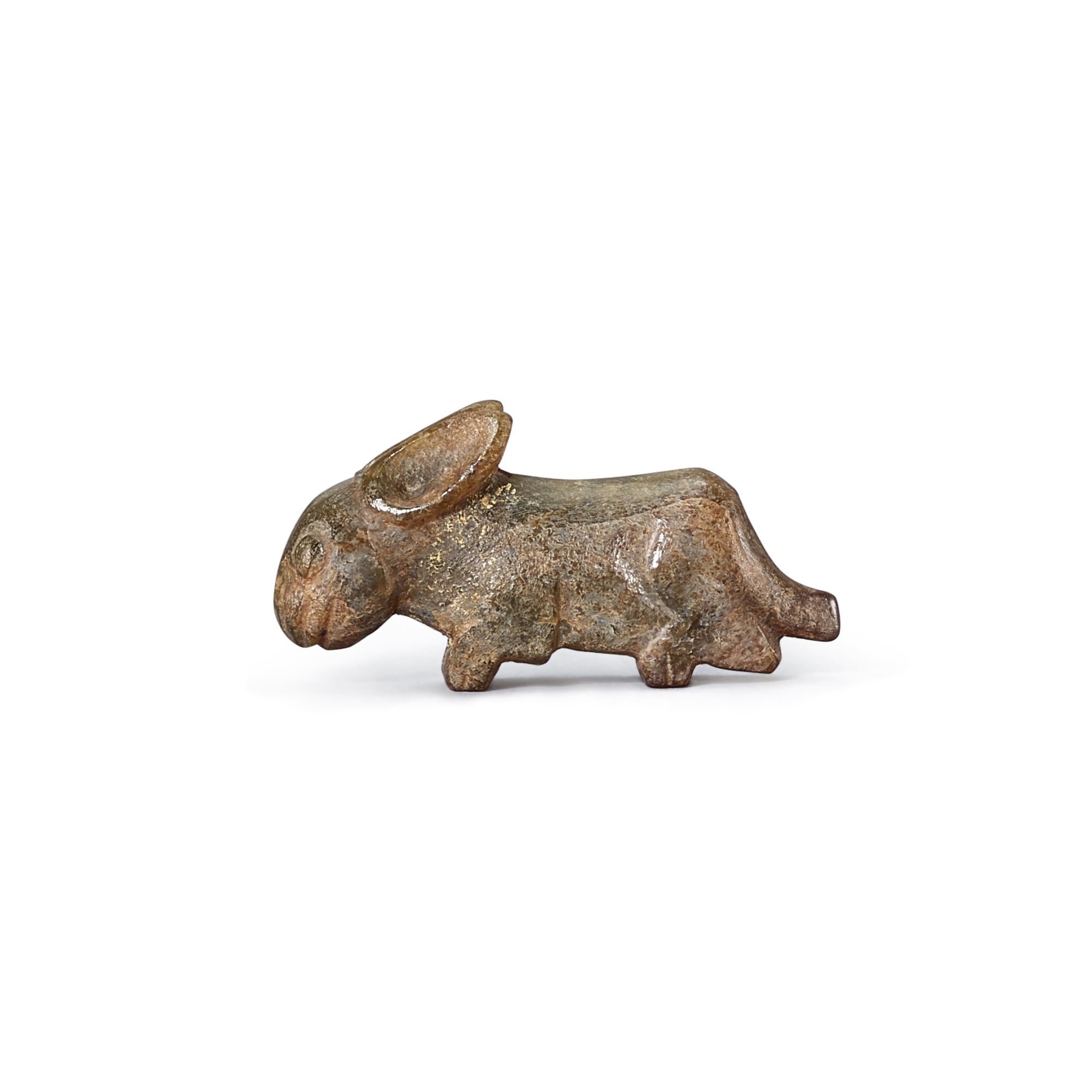 A greyish celadon jade ‘rabbit’ pendant, — A greyish celadon jade ‘rabbit’ pendant, Western Zhou dynasty 西周 灰青玉兔珮飾