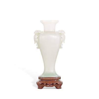 An archaistic jade handled baluster vase,