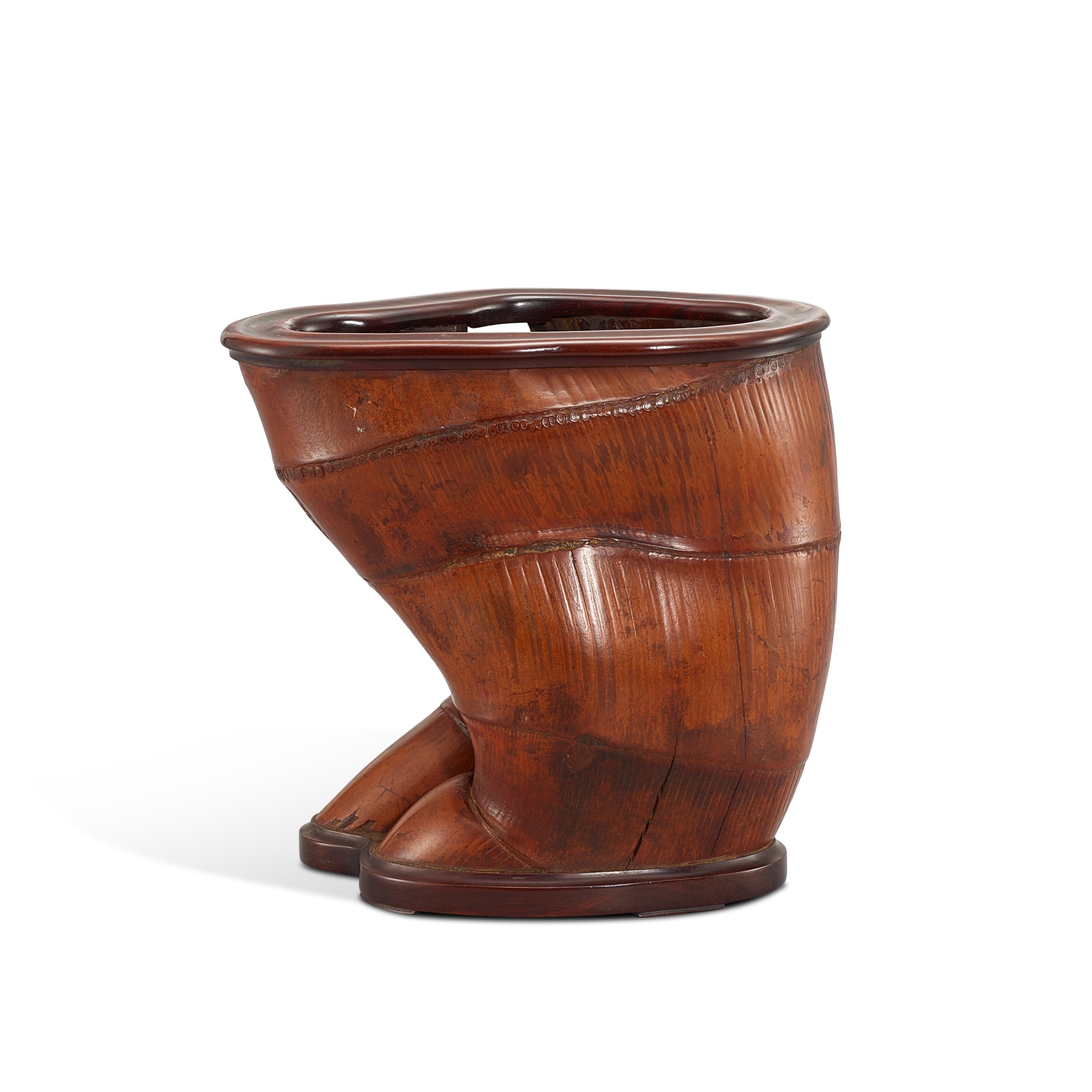 A natural-form bamboo brushpot, — A natural-form bamboo brushpot, Qing dynasty 清 竹雕隨形筆筒