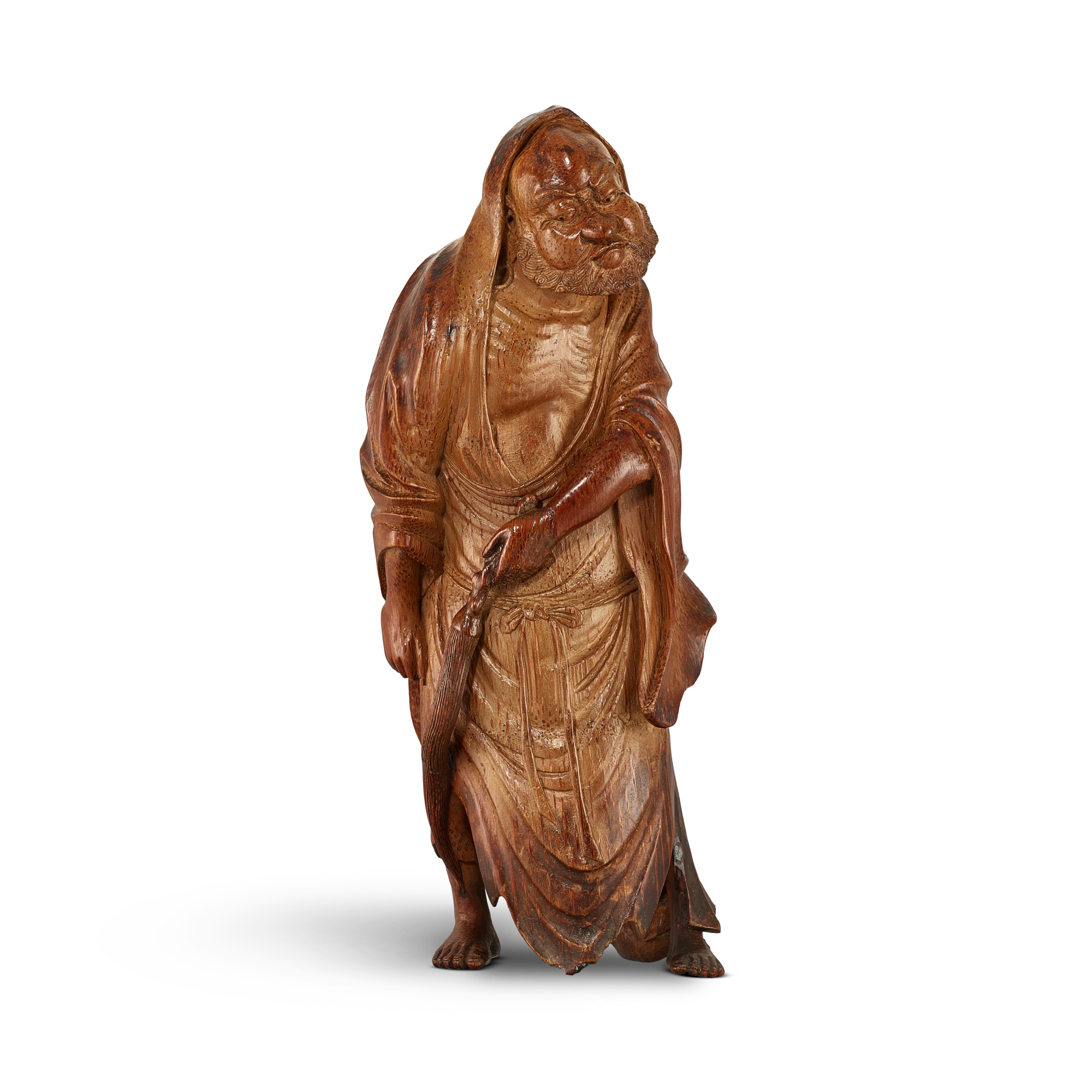 A bamboo figure of Bodhidharma, — A bamboo figure of Bodhidharma, Qing dynasty, 18th century 清十八世紀 竹雕達摩立像