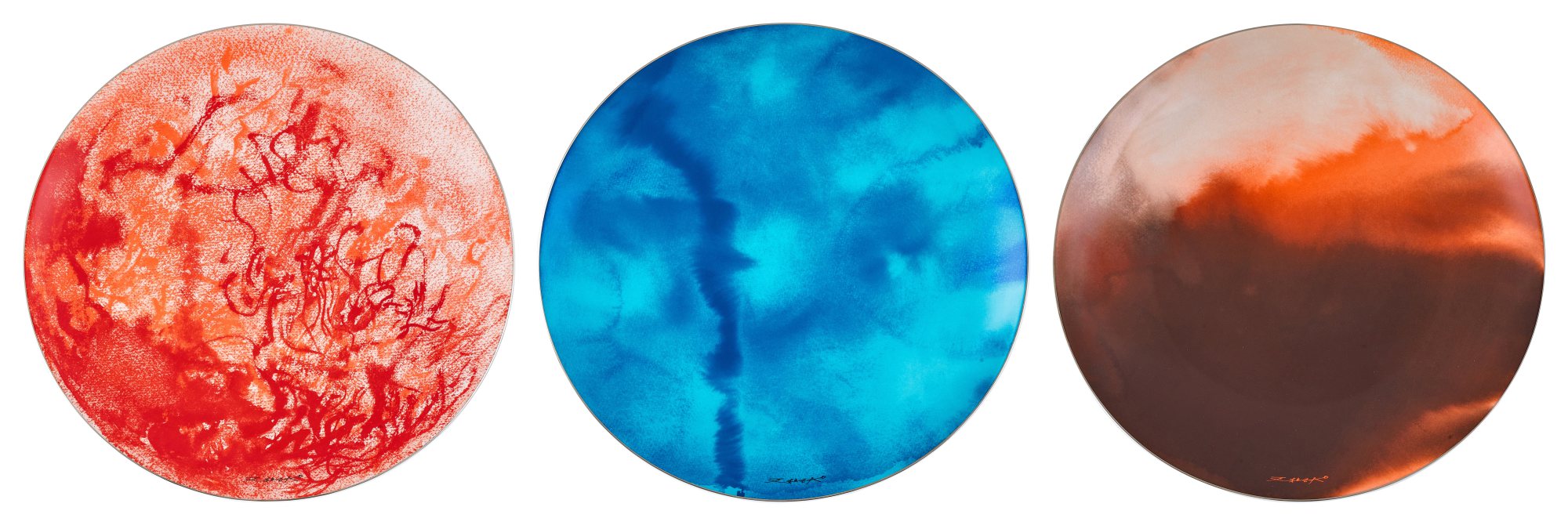 Zao Wou-Ki — a. Coupe Pierre de Feu; b. Coupe Pierre de Ciel; c. Coupe Pierre de Sable a. 火之石；b. 天之石；c. 沙之石