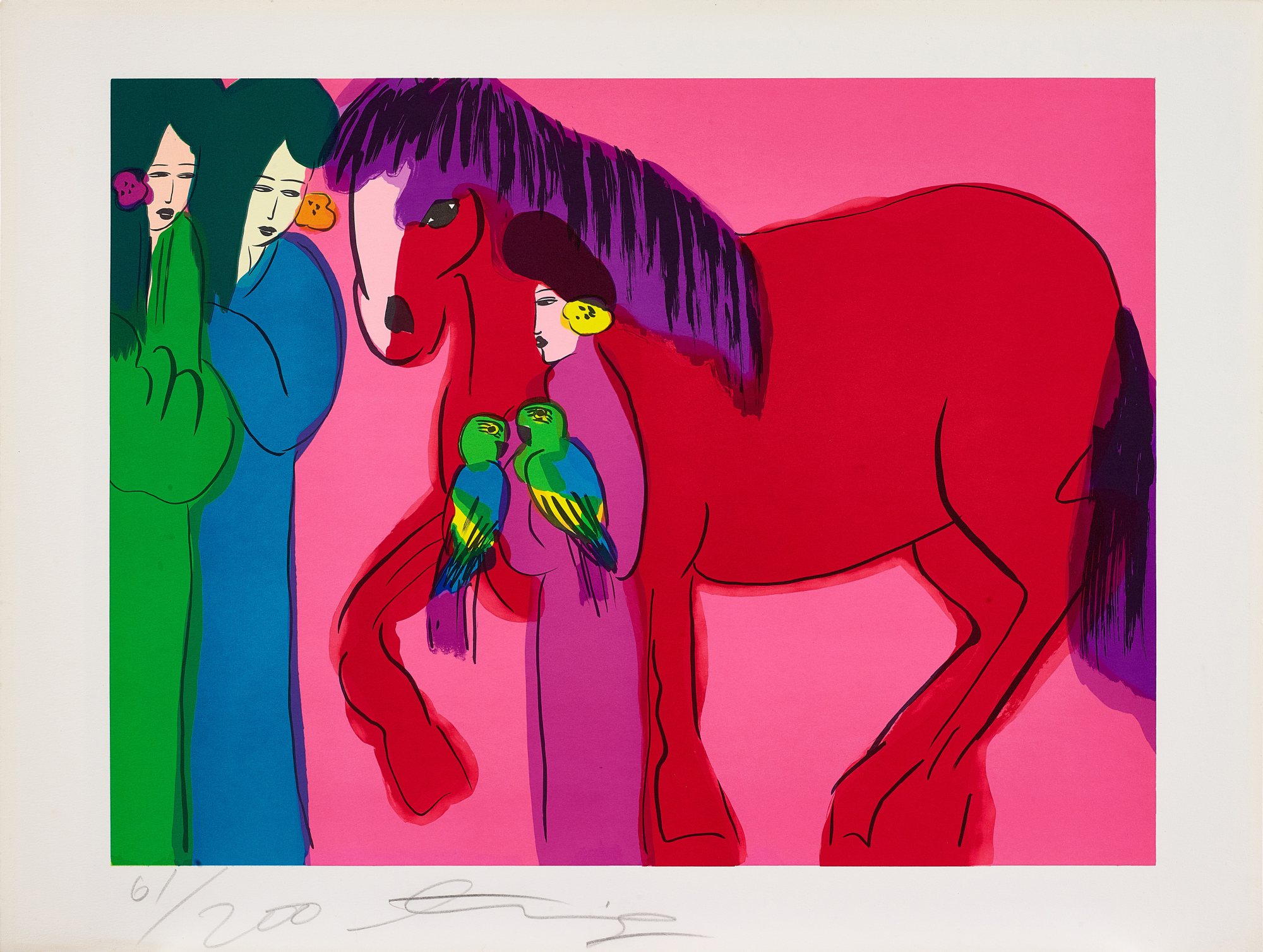 Three ladies and horse 三美與駿馬