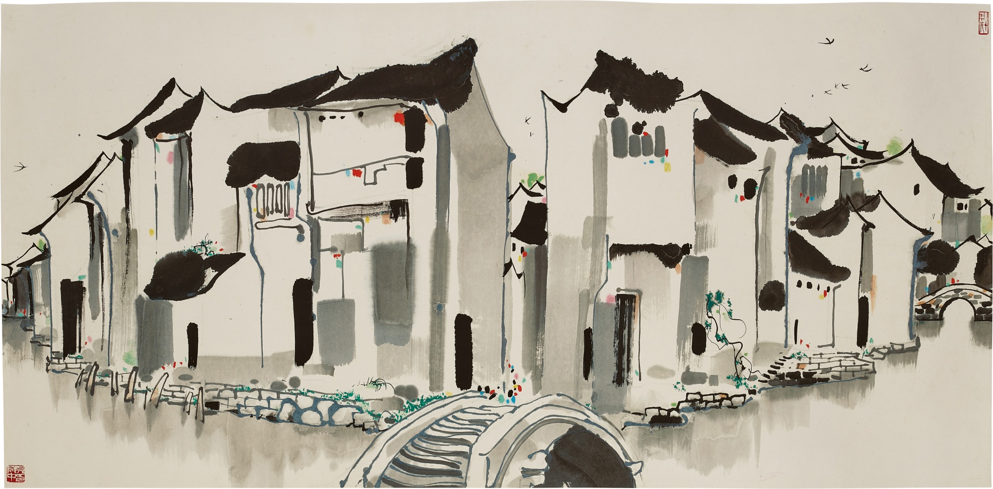 Wu Guanzhong — The Zhou village, a water world  水鄉周莊