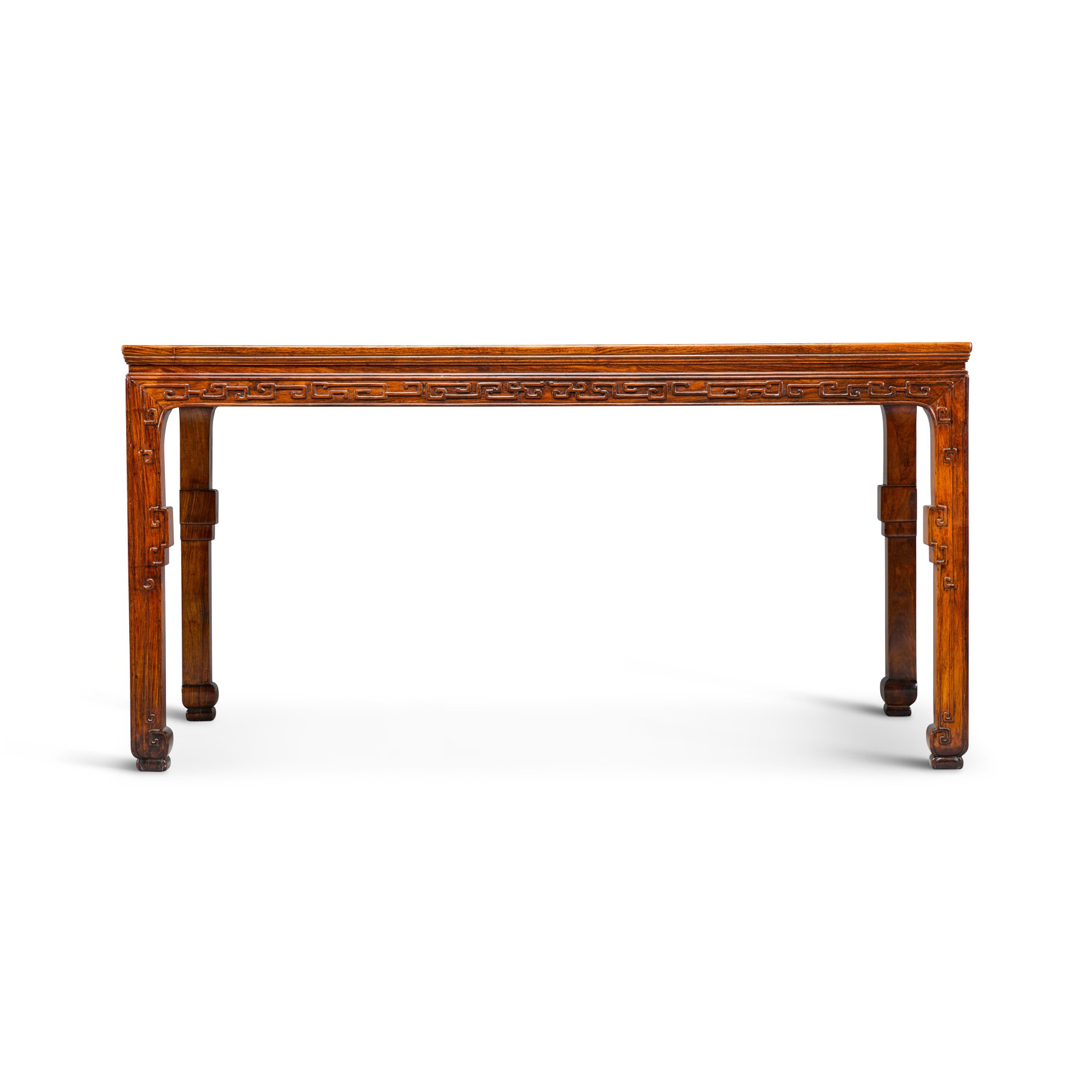 A very rare huanghuali painting table, — 清康熙 黃花梨束腰拐子龍紋畫桌