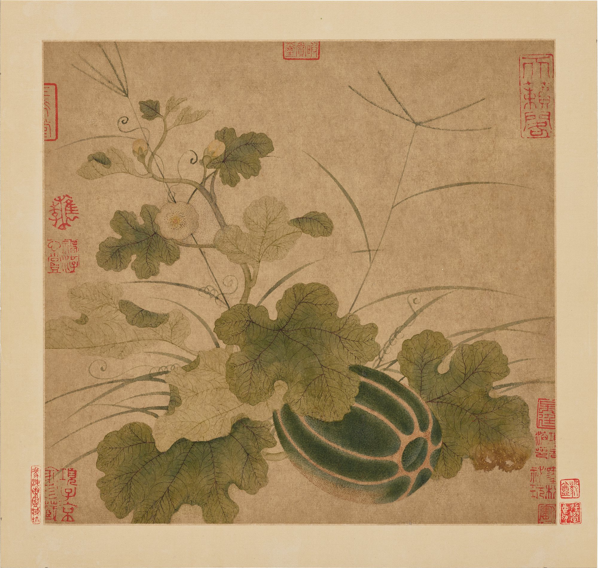 Ming Dynasty, 16th dynastyina — Melon and Grasses 瓜草圖 設色紙本