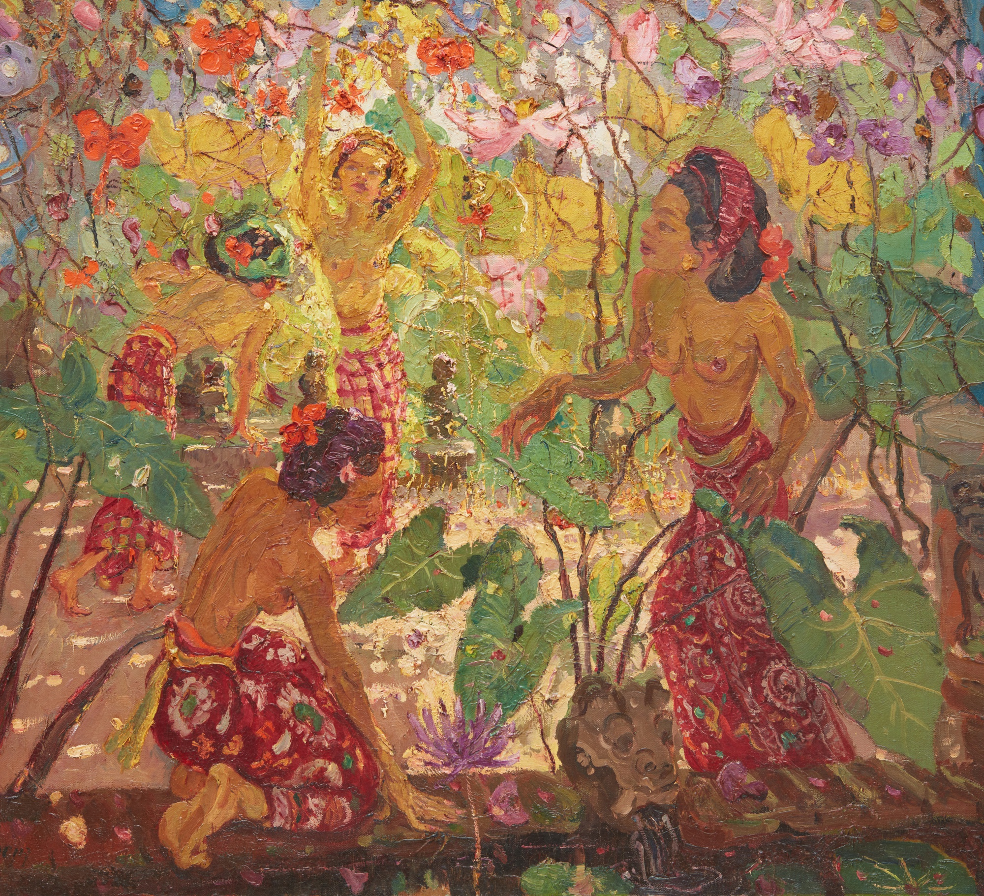 Adrien Jean Le Mayeur de Merprès — Balinese garden with ladies 峇里花園與園中女子