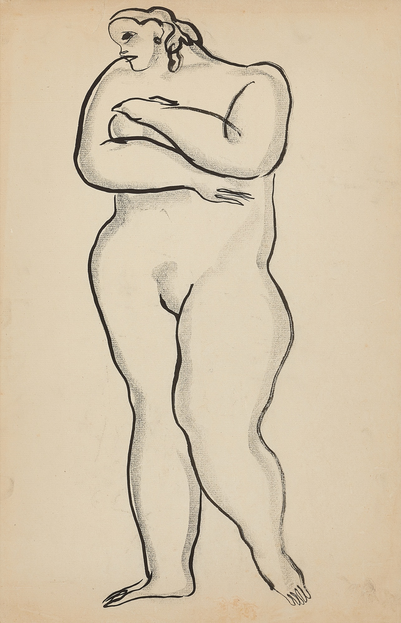 Sanyu — Femme nue debout bras croisés 站姿裸女