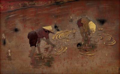 Picking rice at Dawn 破曉插秧