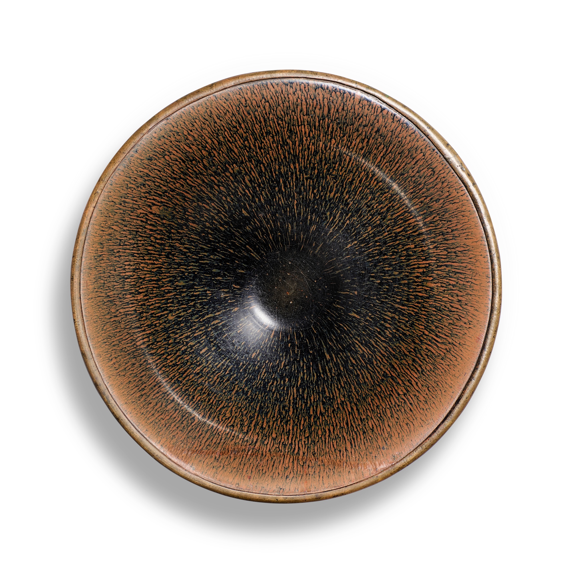 An extremely large Jian 'hare's fur' 'nogime temmoku' bowl, — 南宋 建窰兔毫禾目天目斗笠盌