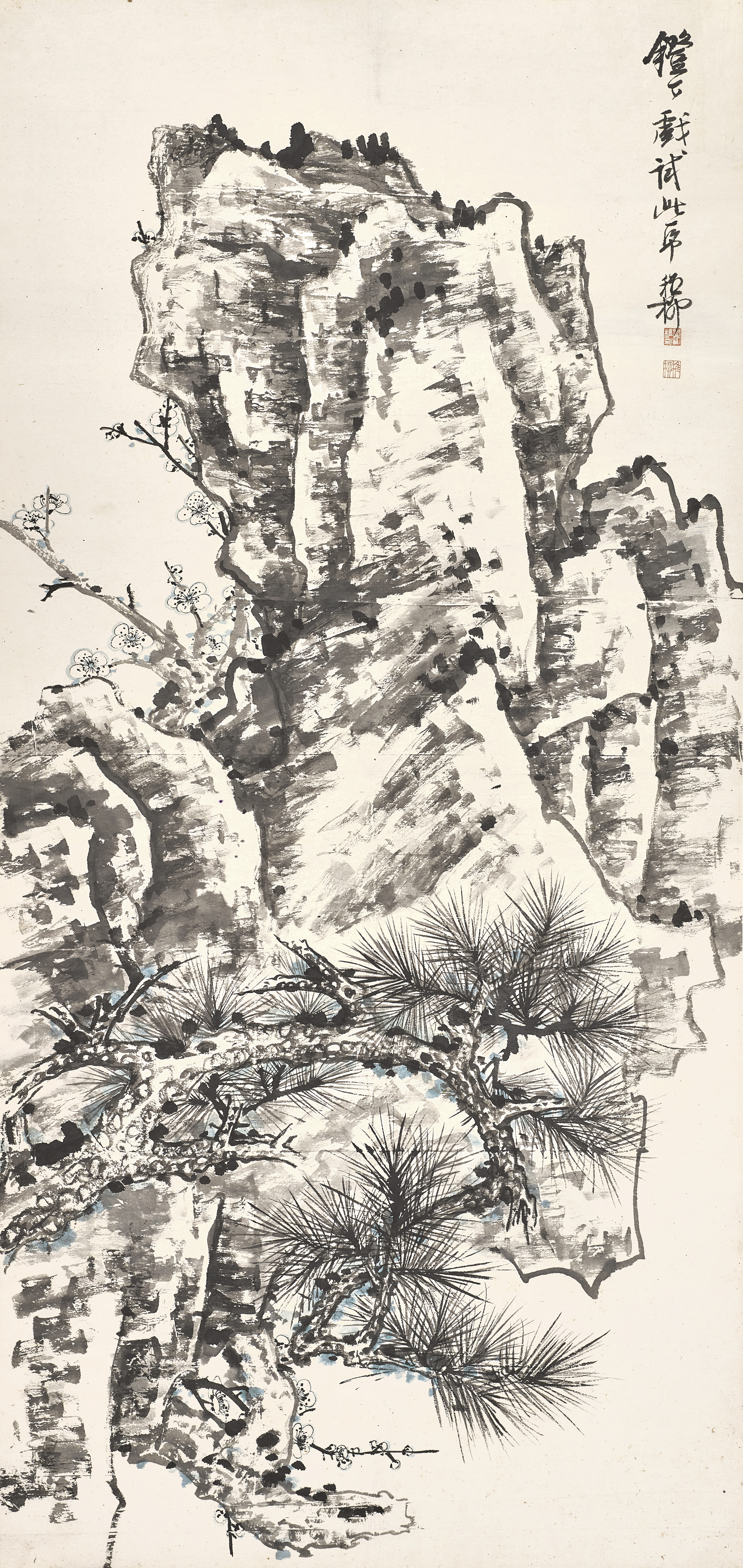 In Celebration of A Golden Jubilee (LOTS 3001-3009) — Xie Zhiliu, Plum Blossoms and Rock
