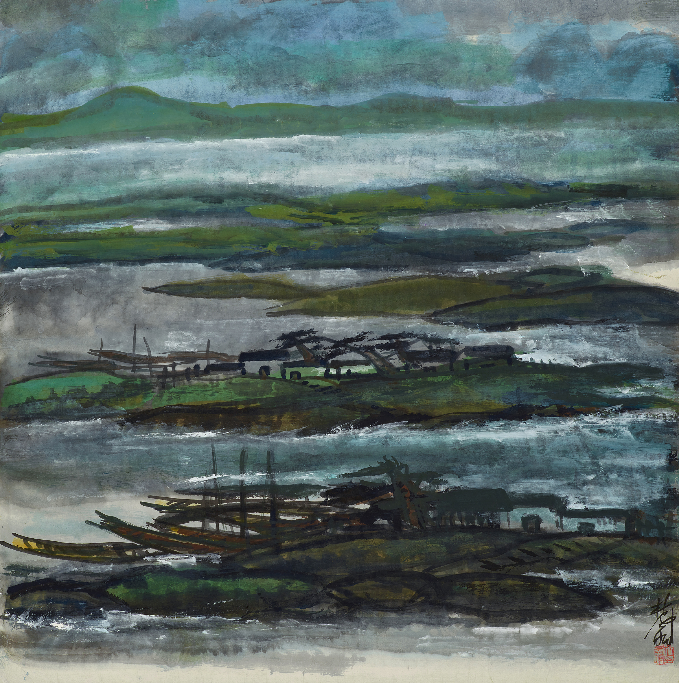 Lin Fengmian — Lin Fengmian, Houses by the River