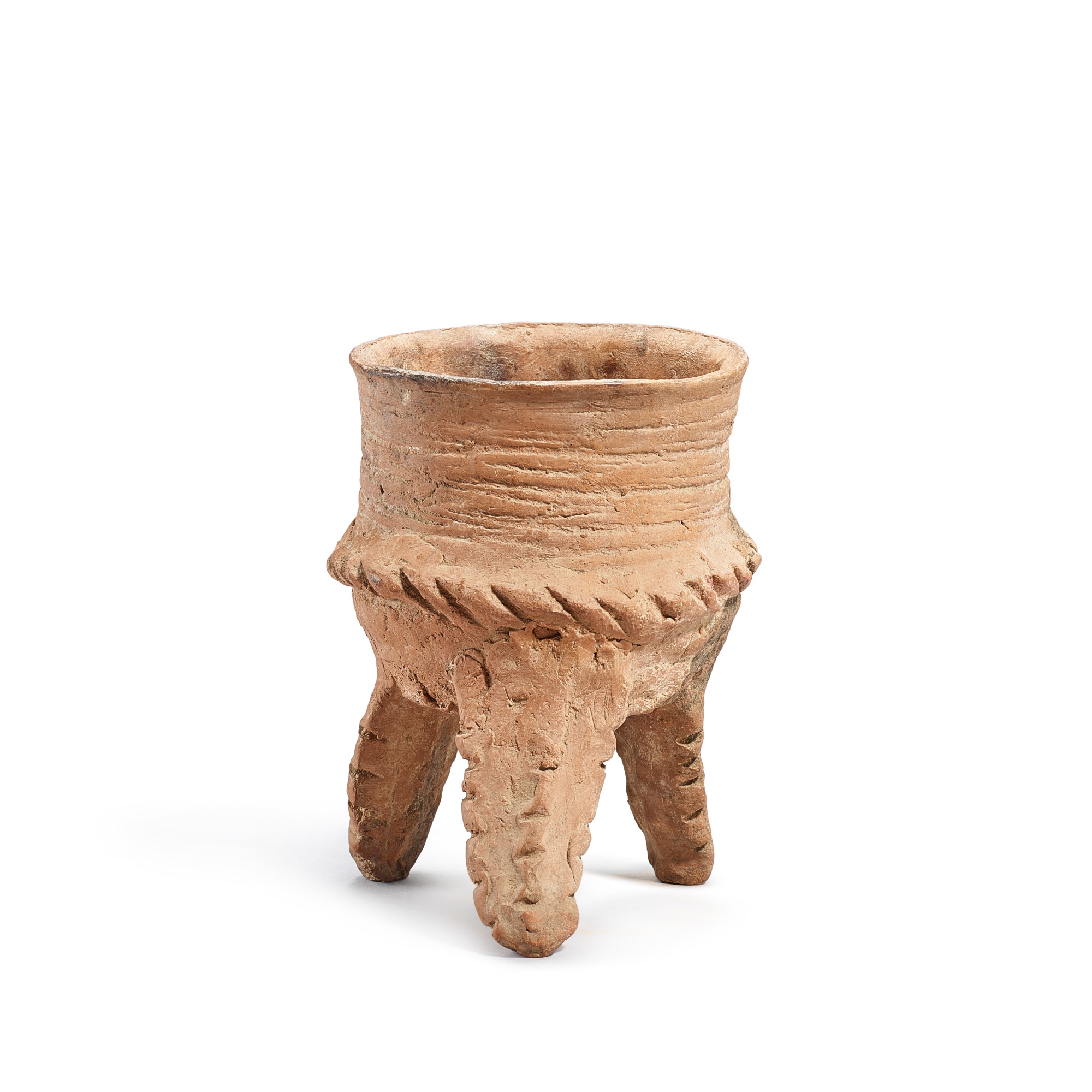 A pottery tripod vessel, Ding, — A pottery tripod vessel, Ding, Xia - Shang dynasty 夏至商 陶三足鼎