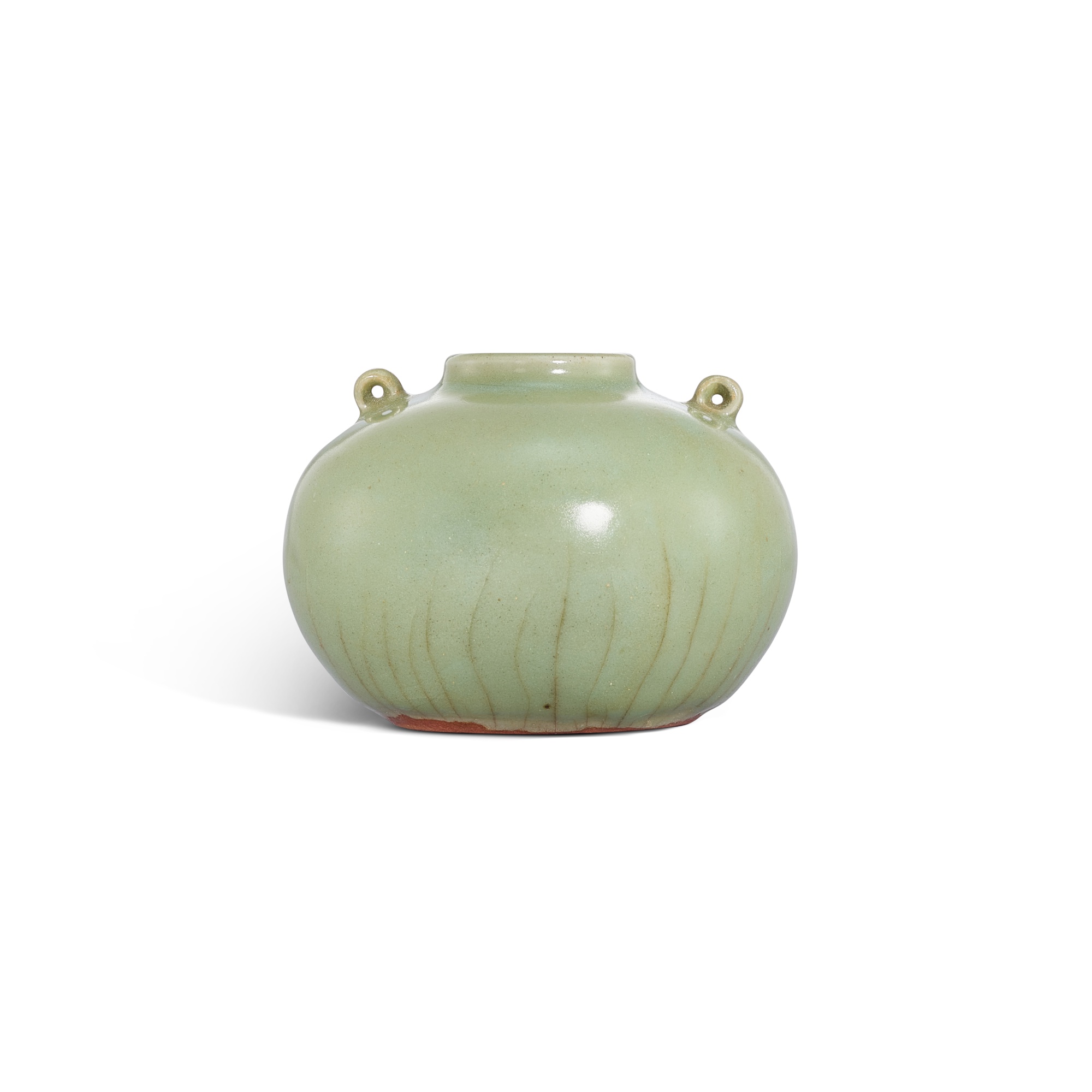 A Longquan celadon waterpot, — A Longquan celadon waterpot, Early Ming dynasty 明初 龍泉青釉雙繫水丞