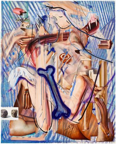 Sleepy Woman on Blue Stripe 藍色條紋上昏昏欲睡的女人