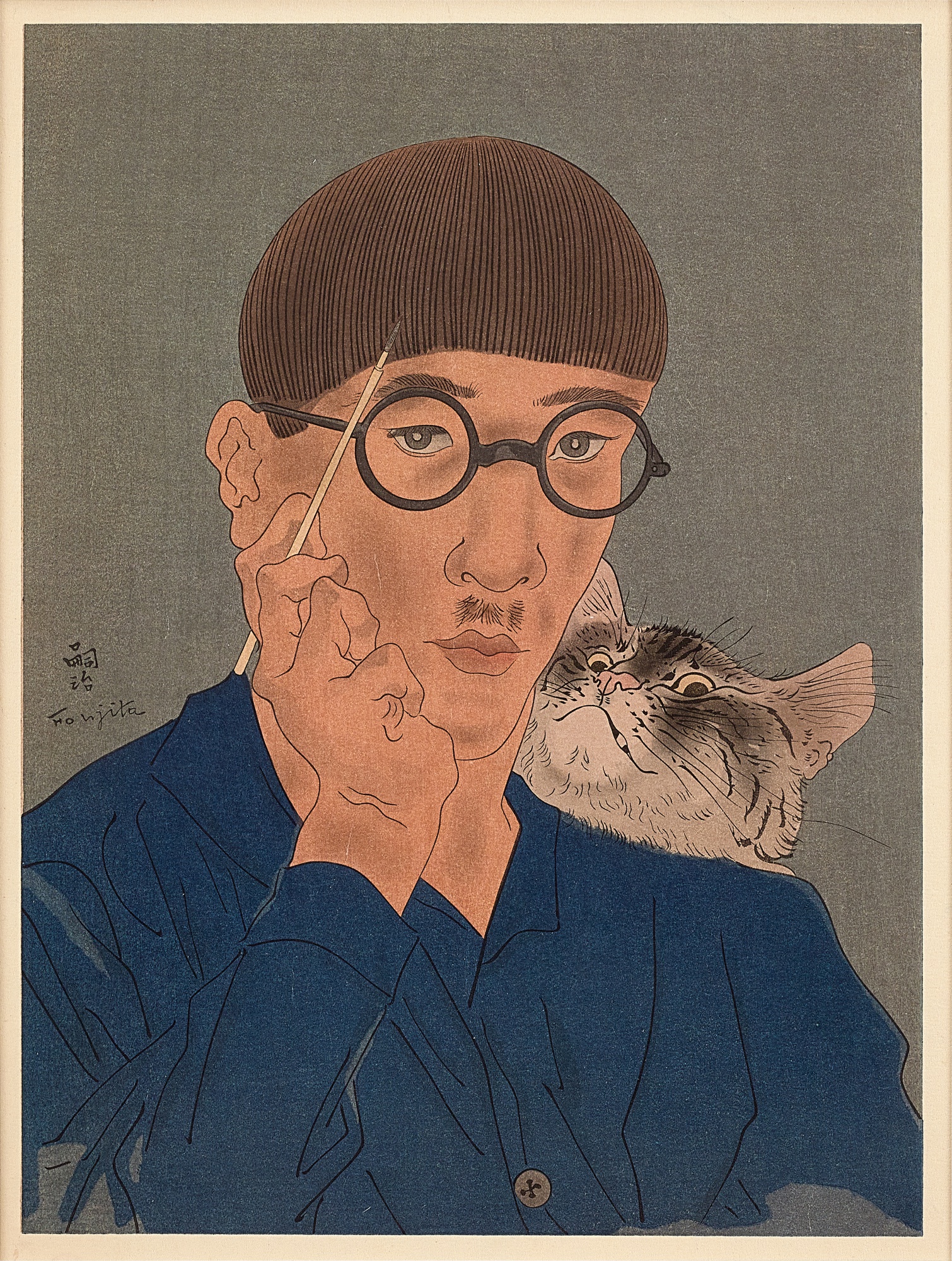 Léonard Tsuguharu Foujita — Self-portrait with cat