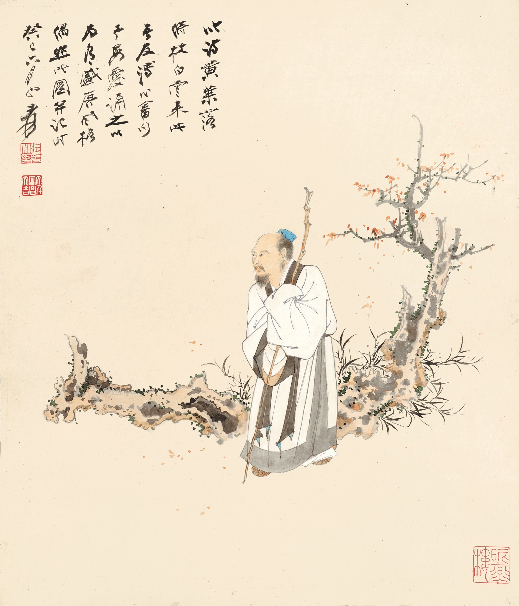 張大千 — Zhang Daqian, Poet Inspired by Yellow Leaves