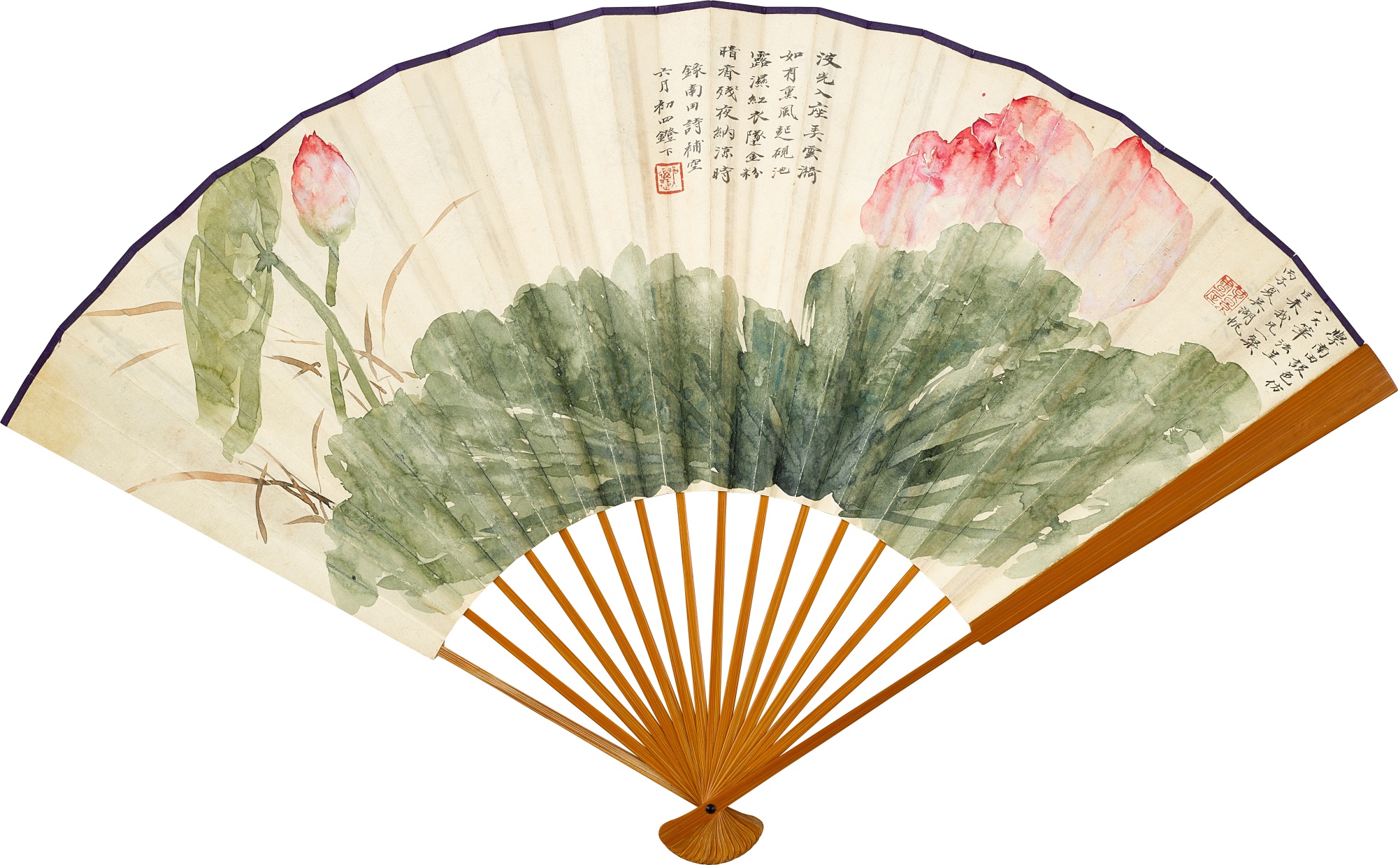 Unknown — Wu Hufan, Red Lotus; Calligraphy in Xingshu