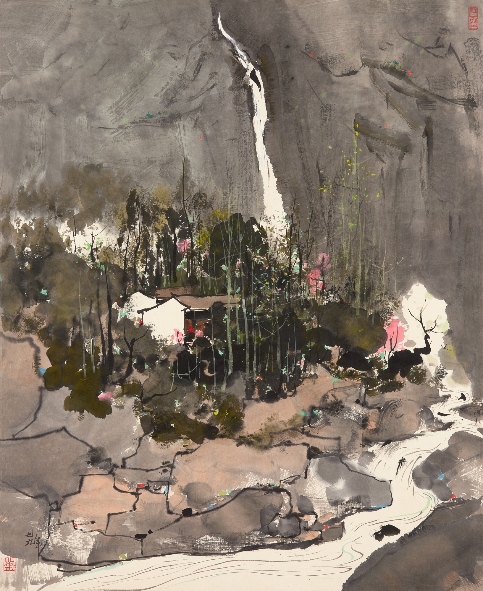 吳冠中 泉水—川北小景 — Wu Guanzhong, Creek in Northern Sichuan