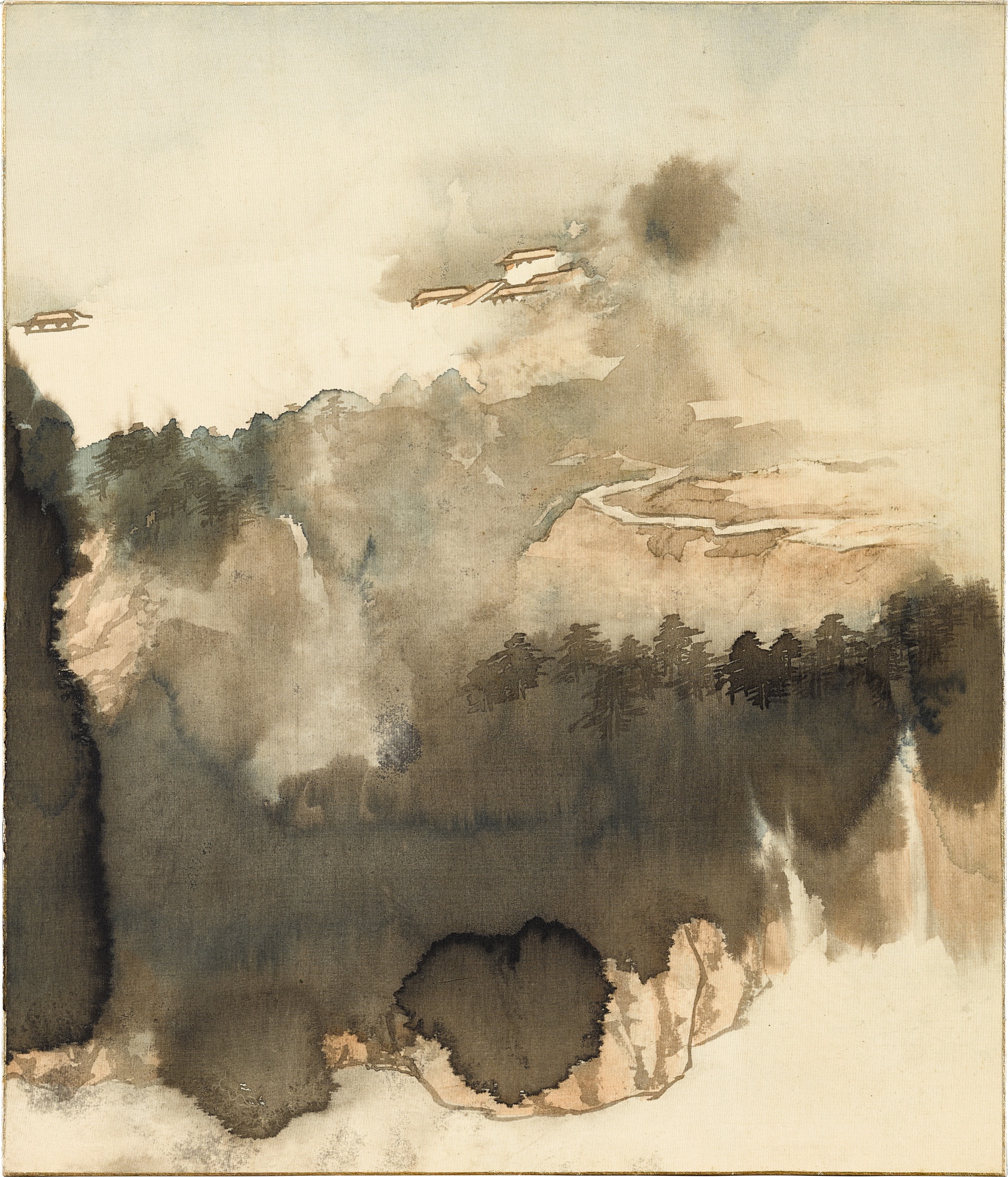 Unknown — Zhang Daqian (Chang Dai-chien, 1899-1983), Secluded Houses in Misty Mountain