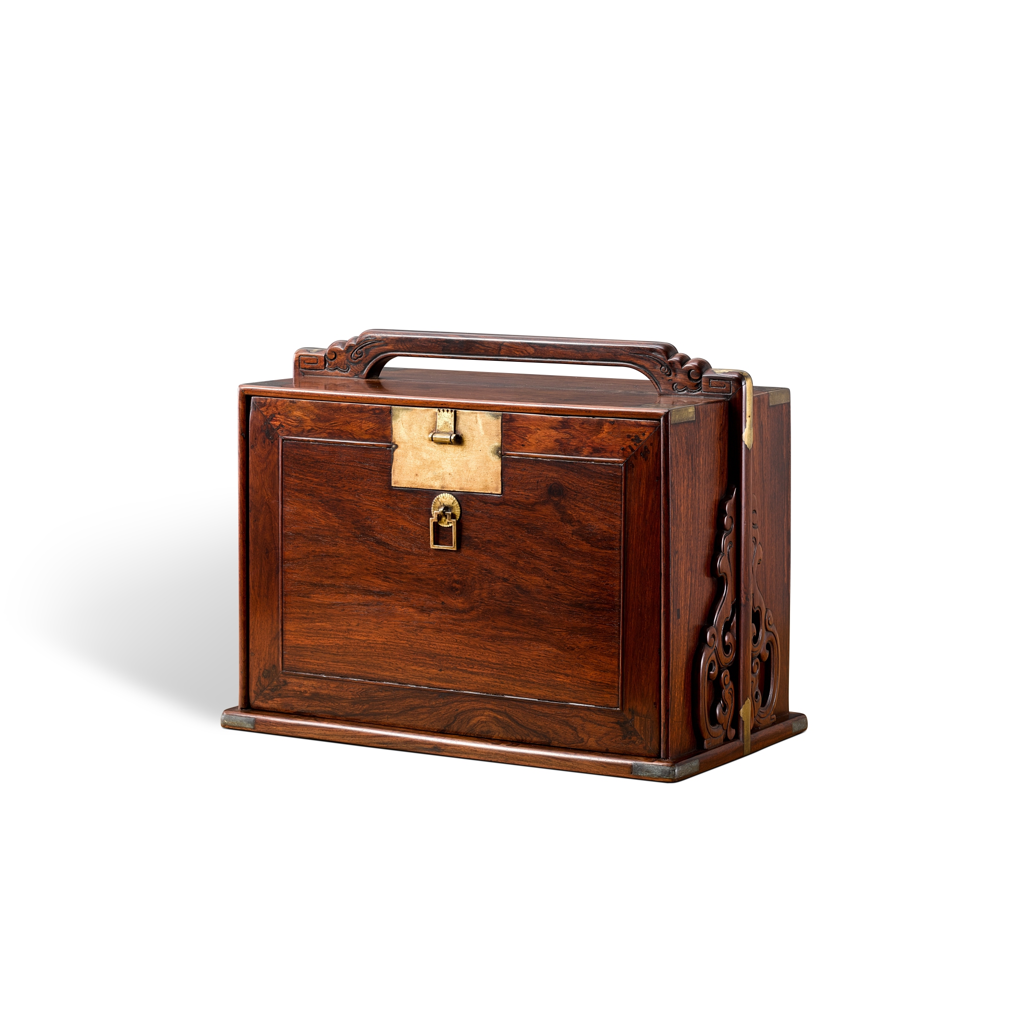 A large huanghuali travelling box, — 明十七世紀 黃花梨提樑多寶箱