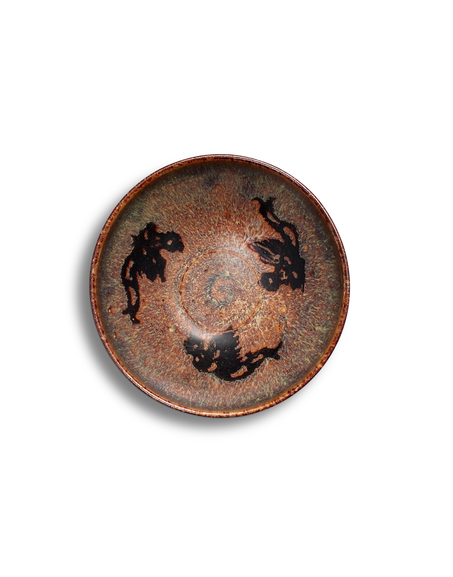 A Jizhou 'papercut' 'phoenix' tea bowl, — 南宋　吉州窰剪紙貼三鳳紋盌