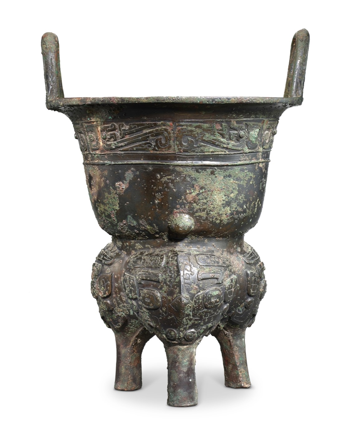 An archaic bronze ritual steamer, yan, — 西周　青銅獸面紋甗