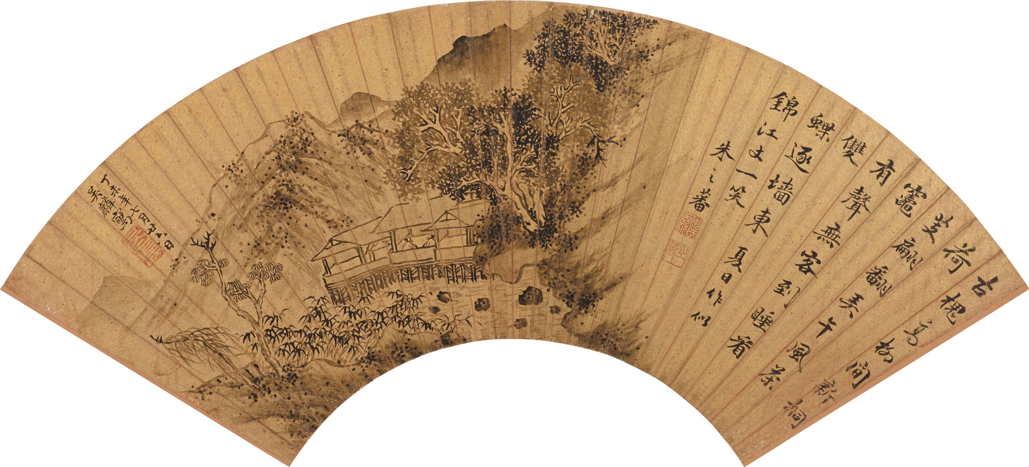 Unknown — 吳麟畫、朱之蕃題　墨筆山水｜Zhu Zhifan and Wu Lin, Calligraphy in Cursive Script